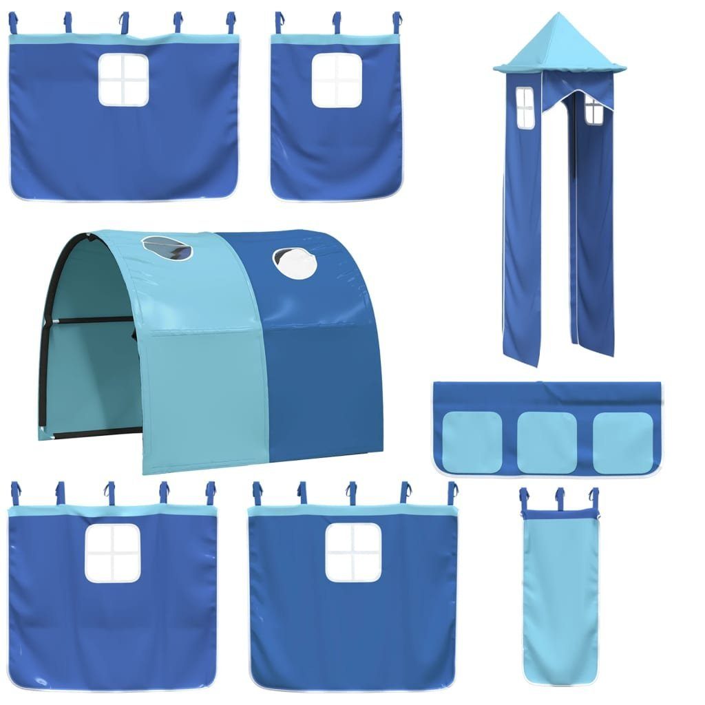 vidaXL Bett Vorhänge für Hochbett mit Tunnel und Turm Blau