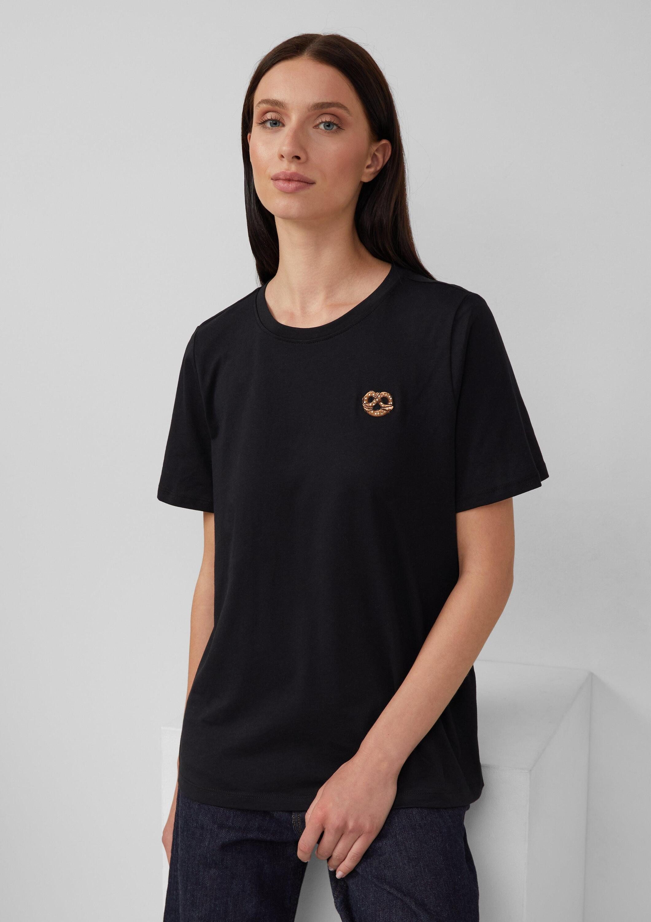 s.Oliver Kurzarmshirt T-Shirt Baumwollshirt mit Stickerei, günstig online kaufen