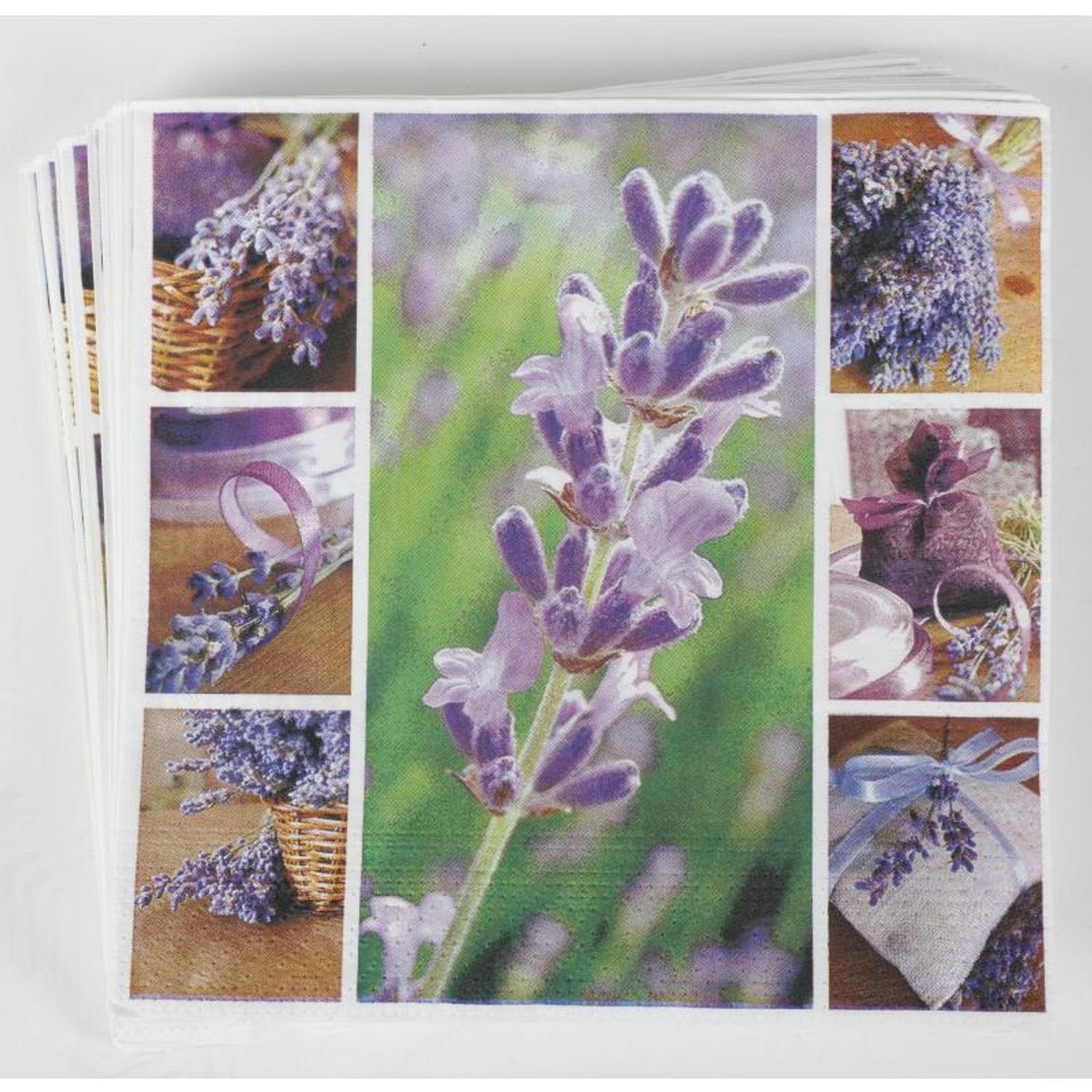 BURI Papierserviette 24x 20er Packung Servietten 33x33cm Papiertuch 3-lagig Blumen Lavendel