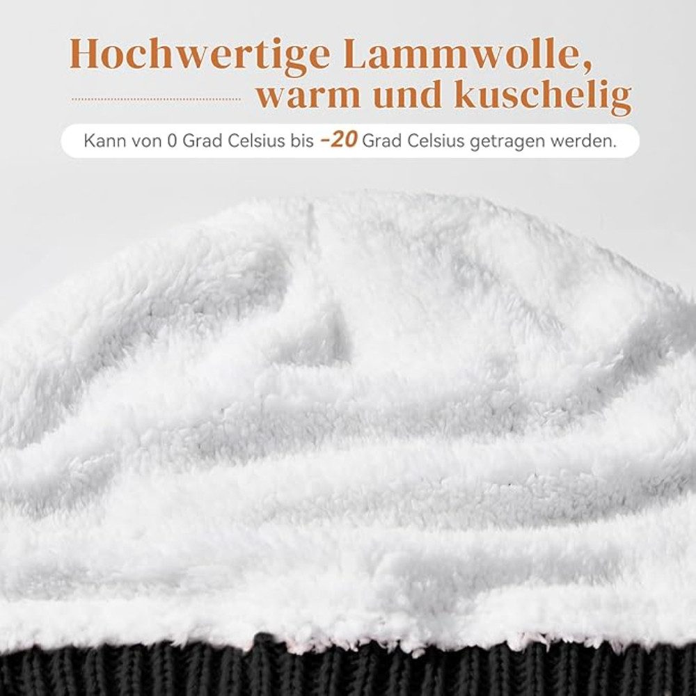 Blusmart Fleecemütze Winterstrickmütze (Grobstrick, gefüttert, Thermomütze) Unisex, ein Must-Have für den Winter