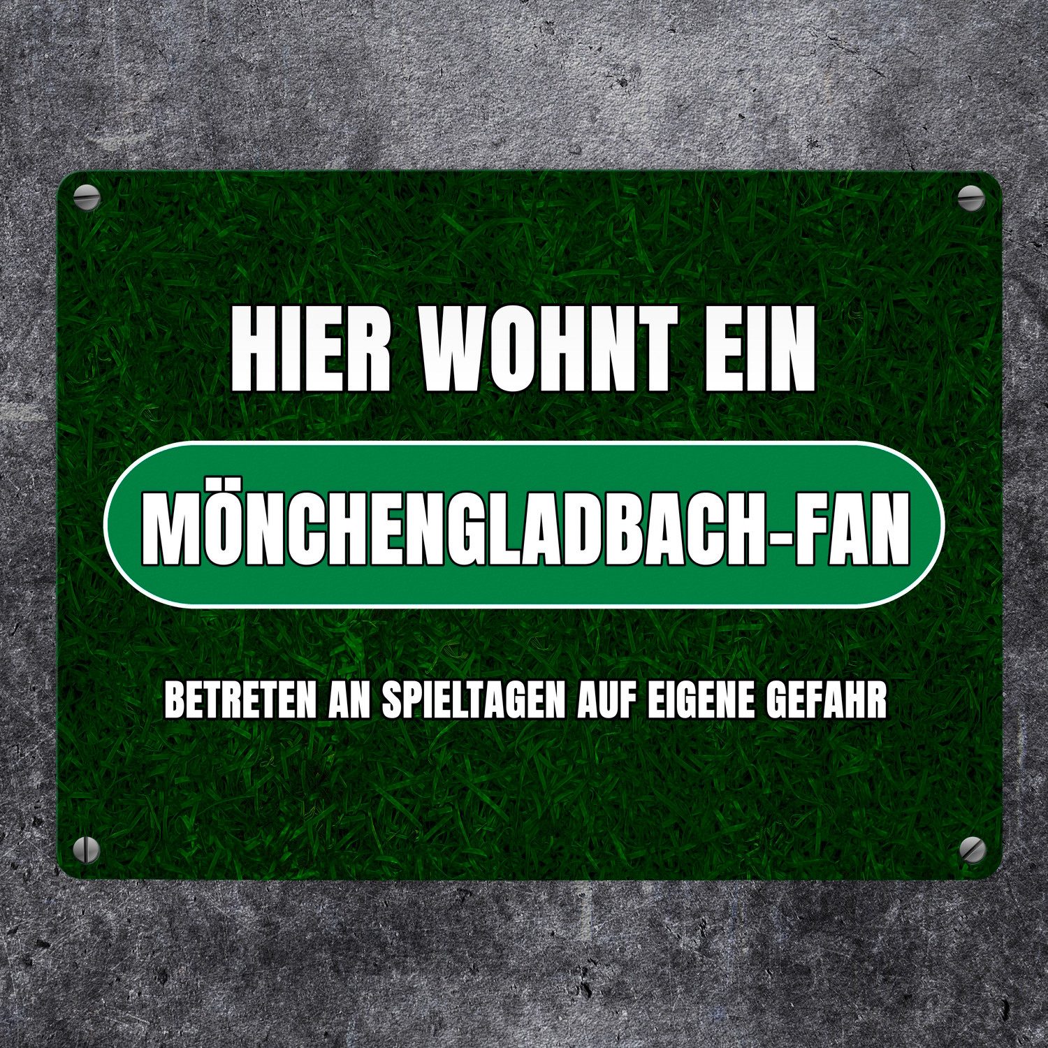 speecheese Metallschild Hier wohnt ein Mönchengladbach Fan Metallschild in günstig online kaufen
