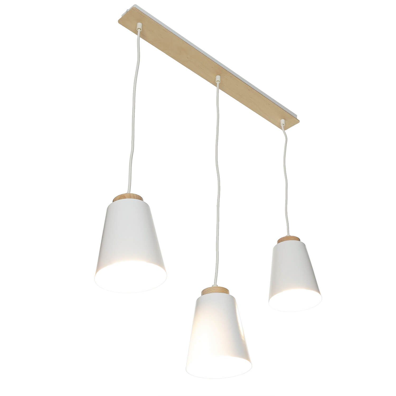 Esstisch Pendelleuchte Licht-Erlebnisse ROGER, Lampe Weiße Holz ohne Leuchtmittel, skandinavisch Pendelleuchte Metall