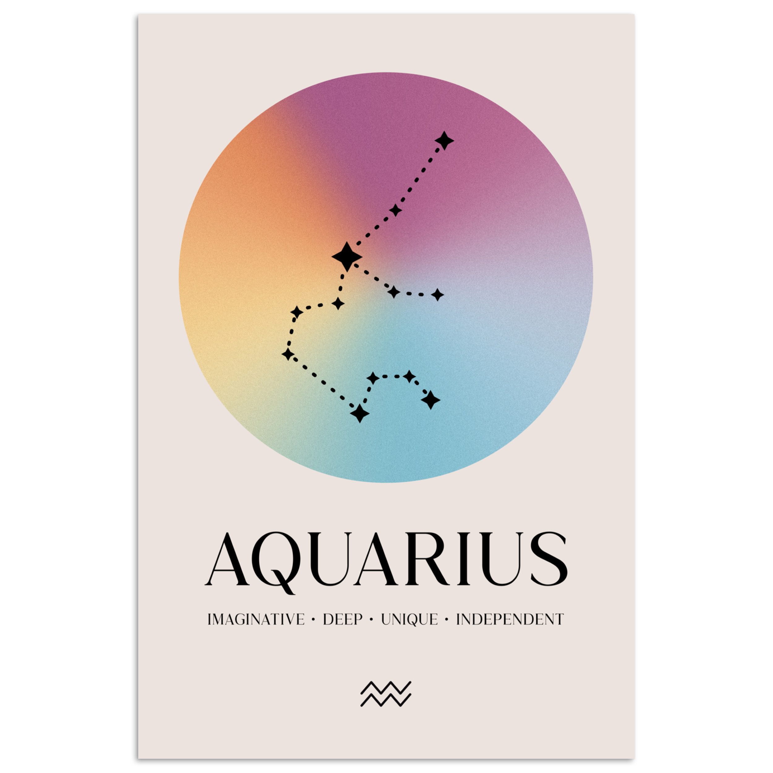 MuchoWow Poster Sternbild - Wassermann - Aquarius - Sterne - Tierkreiszeichen, (1 St), Poster ohne Rahmen, Wandbild, Wandposter, 20x30 cm