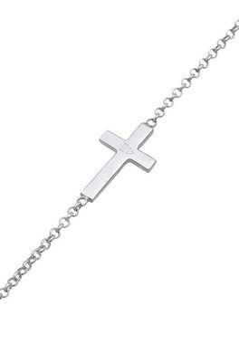 Elli Schmuckset Kreuz Symbol Armband Ohrstecker Set 925 Silber, Kreuz
