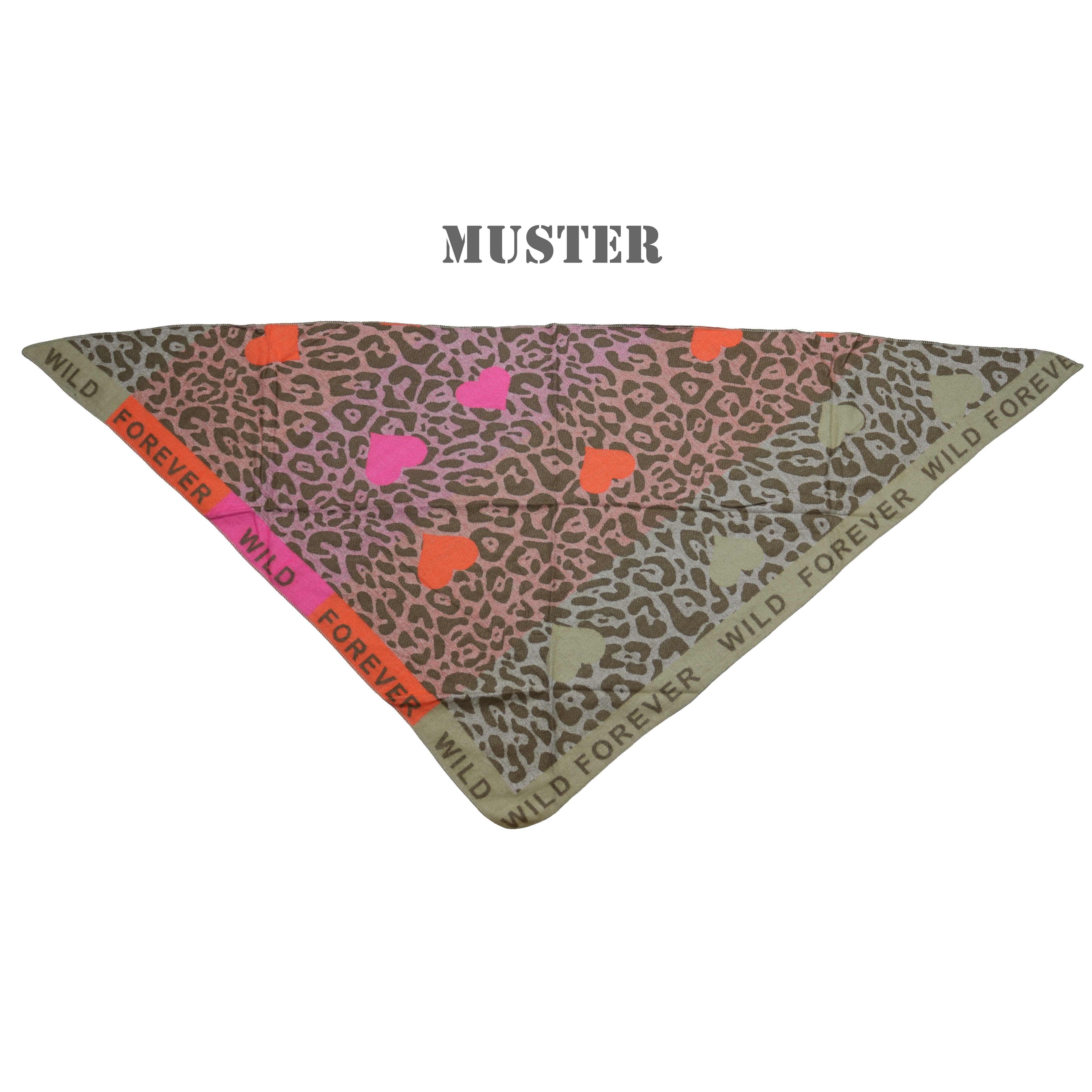 MIRROSI Dreieckstuch kuschliger und warmer Dreiecksschal ca.100x200 cm, (Leo Muster; Neue Kollektion Herbst/Winter 2025), Trendiges LEO-Design, wärmend & weich