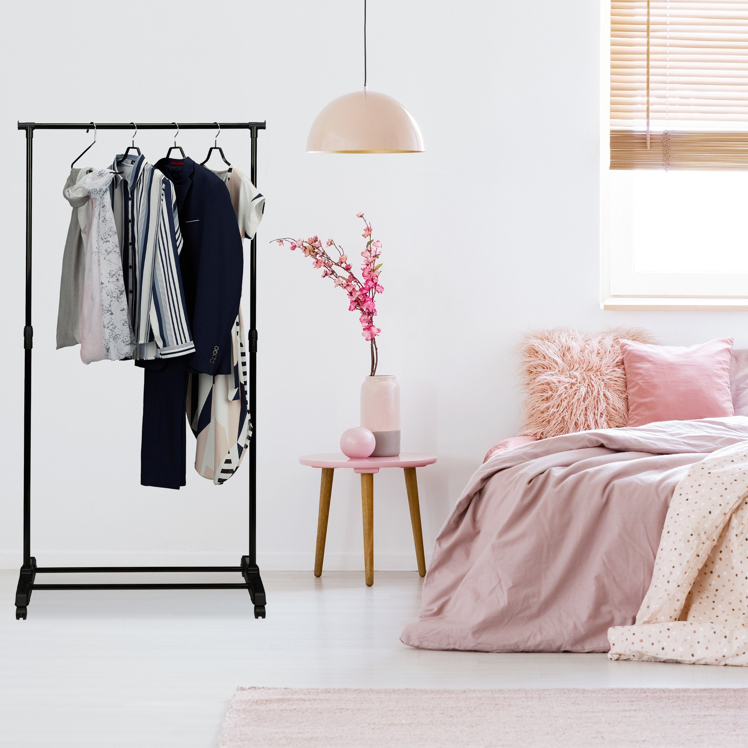 relaxdays Kleiderständer Fahrbarer Kleiderständer mit Ablage günstig online kaufen