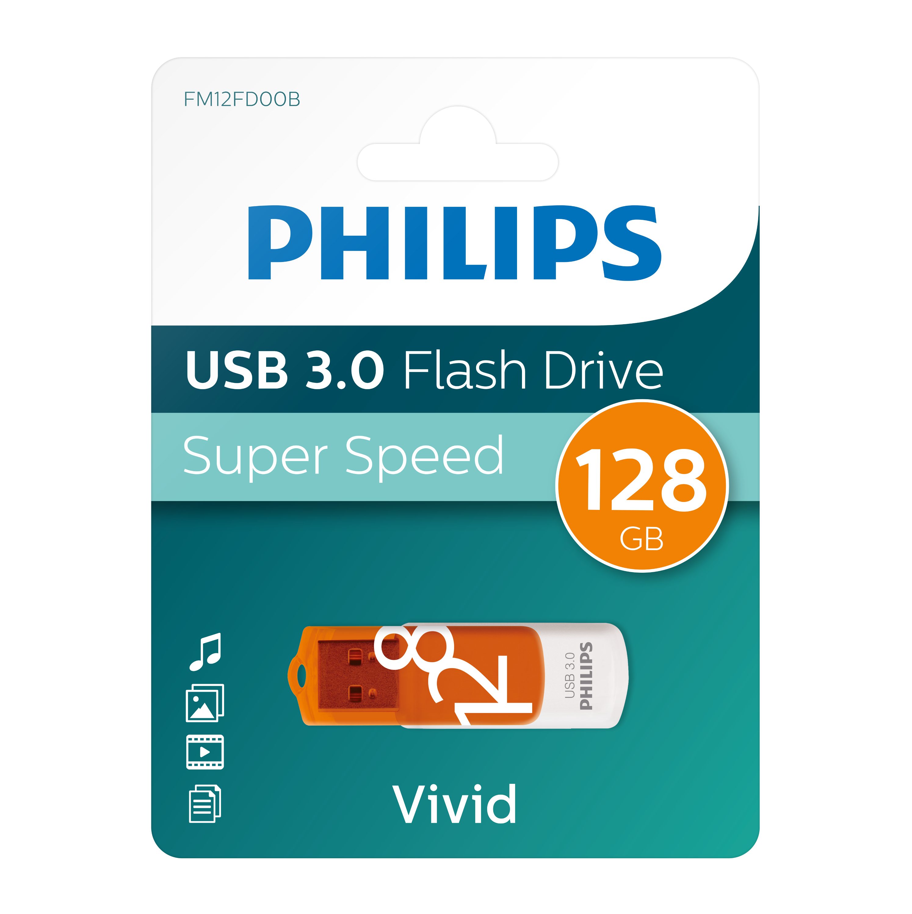 Philips FM12FD00B/00 USB-Stick (USB 3.0, Lesegeschwindigkeit 100,00 MB/s, Sunrise Orange®, 128 GB, USB 3.0, LED, 1-Pack)
