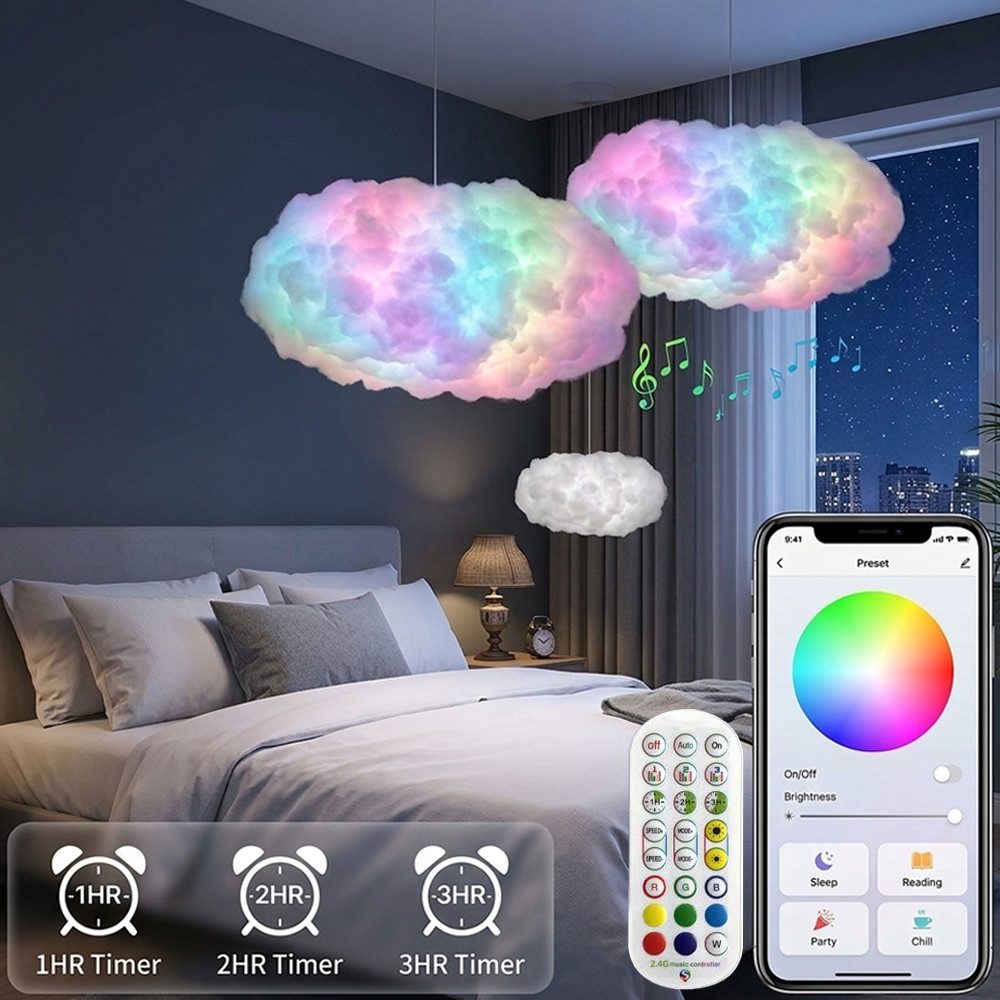 PRIISF LED Deckenleuchte LED Deckenlampe RGB Pendelleuchte Wolke Fernbedien günstig online kaufen