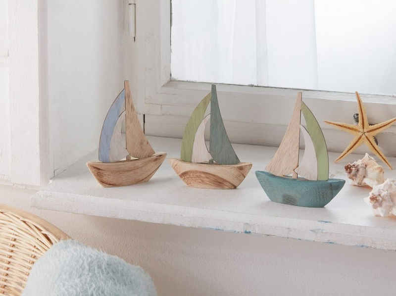 Home-trends24.de Dekofigur Segelboot Deko Klein Figur Maritim Badezimmer Dekoration Skulptur