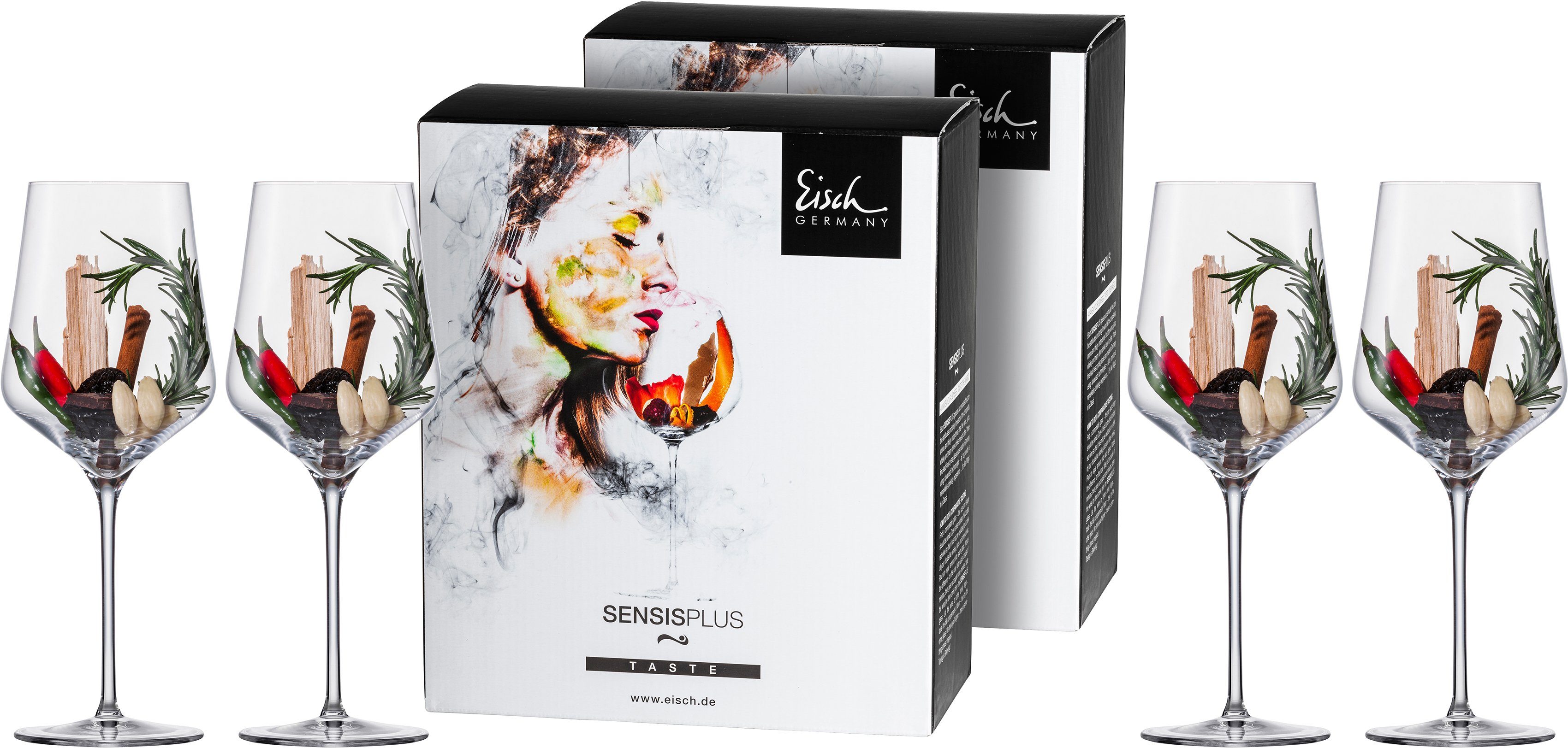 Eisch Germany Rotweinglas Sky SensisPlus, 4-tlg., Kristallglas, (Bordeauxglas), Bleifrei, 620 ml, 4-teilig