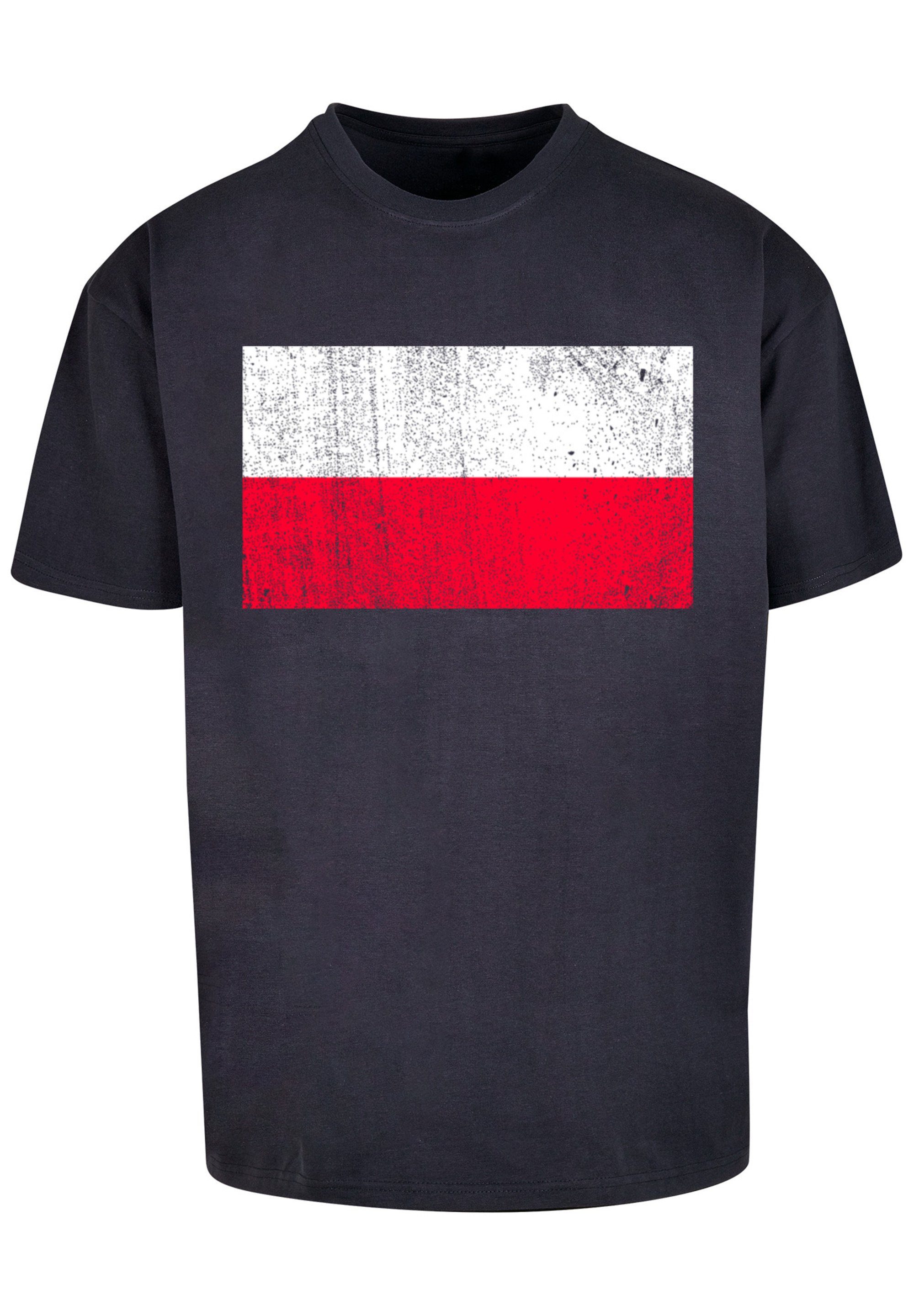 distressed Polen Flagge F4NT4STIC Poland T-Shirt navy Print