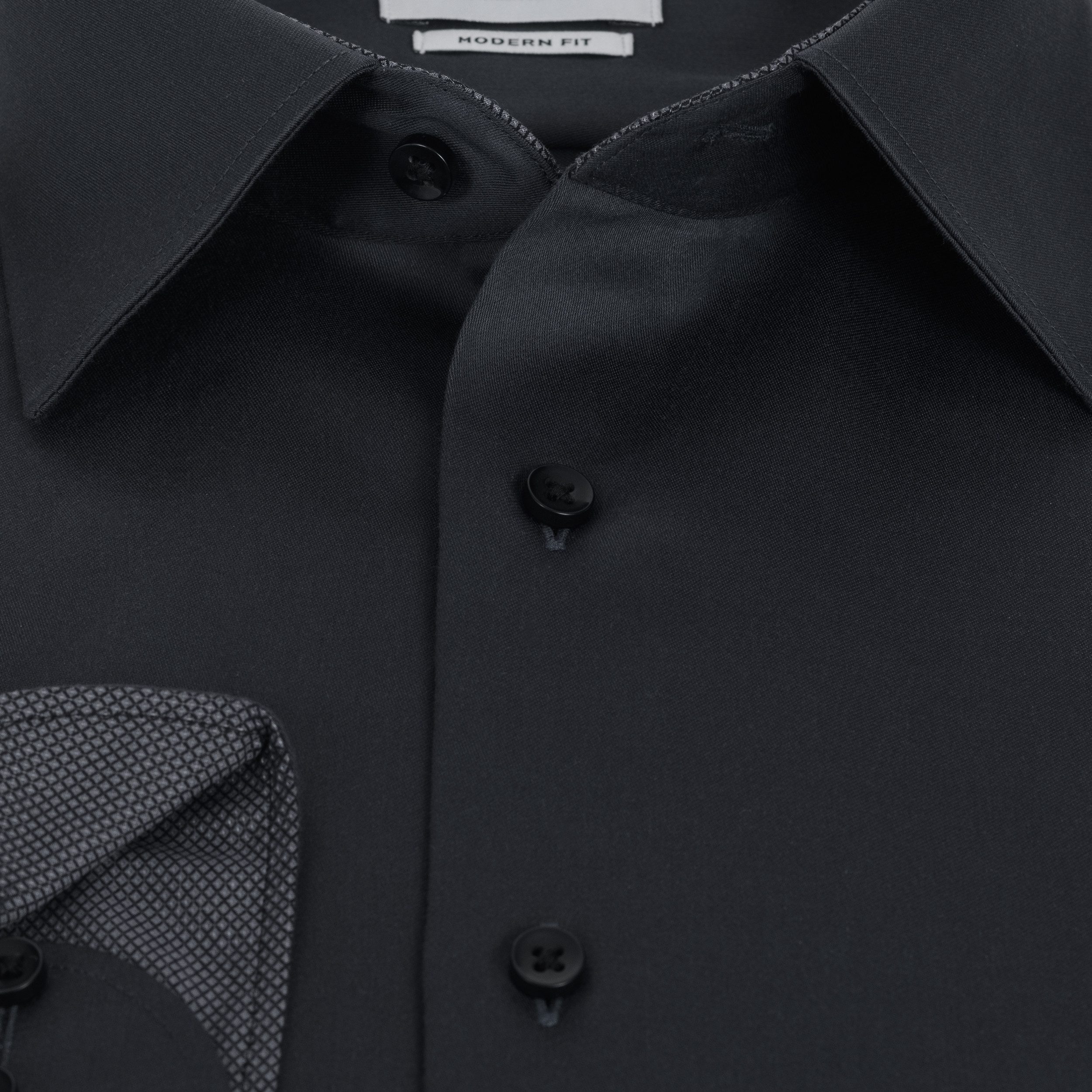 Eterna Langarmhemd Modern Fit, Anthrazit, Satingewebe, günstig online kaufen