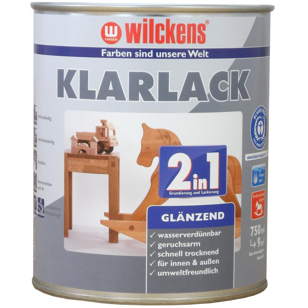 Wilckens Farben Klarlack 2in1 glänzend Grundierung und Lackierung Lack, Grundierung und Lackierung in einem