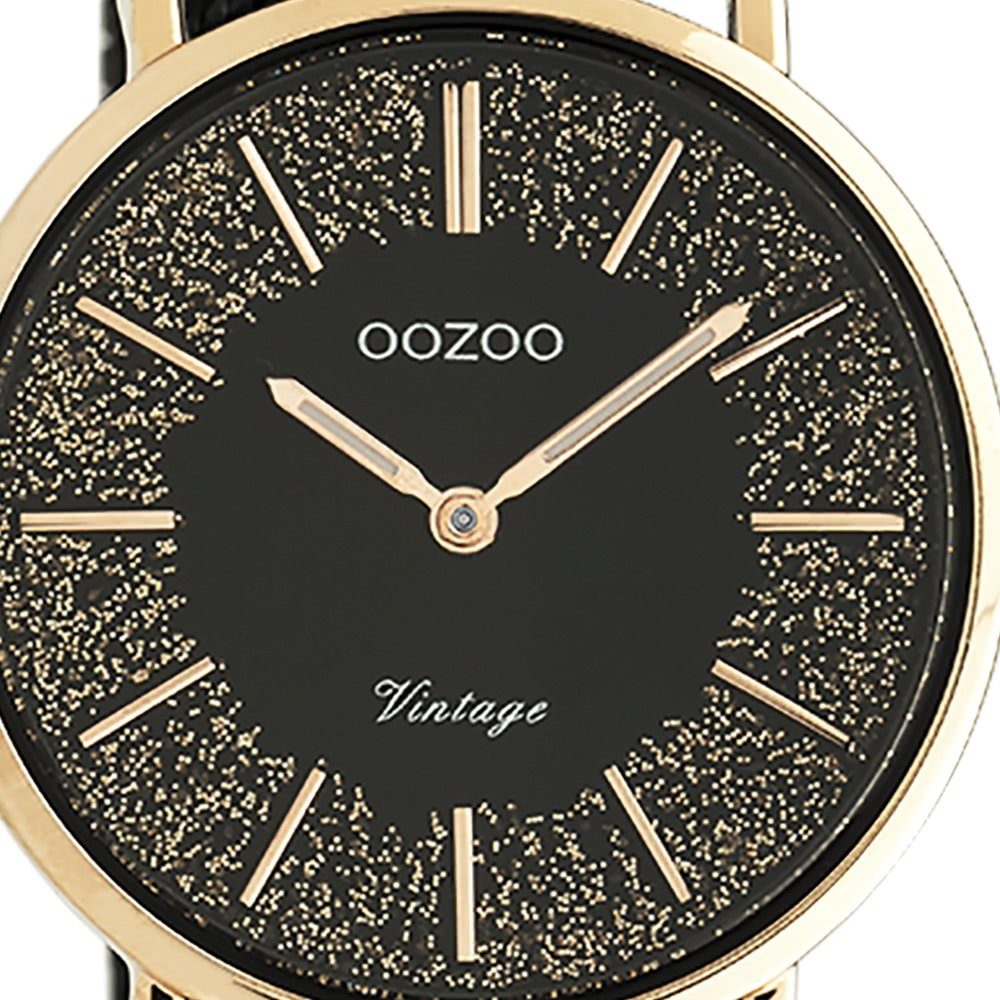 Oozoo Quarzuhr Damenuhr Damen Elegant-Style rund, Armbanduhr OOZOO Edelstahlarmband, schwarz mittel 32mm) (ca. Analog,