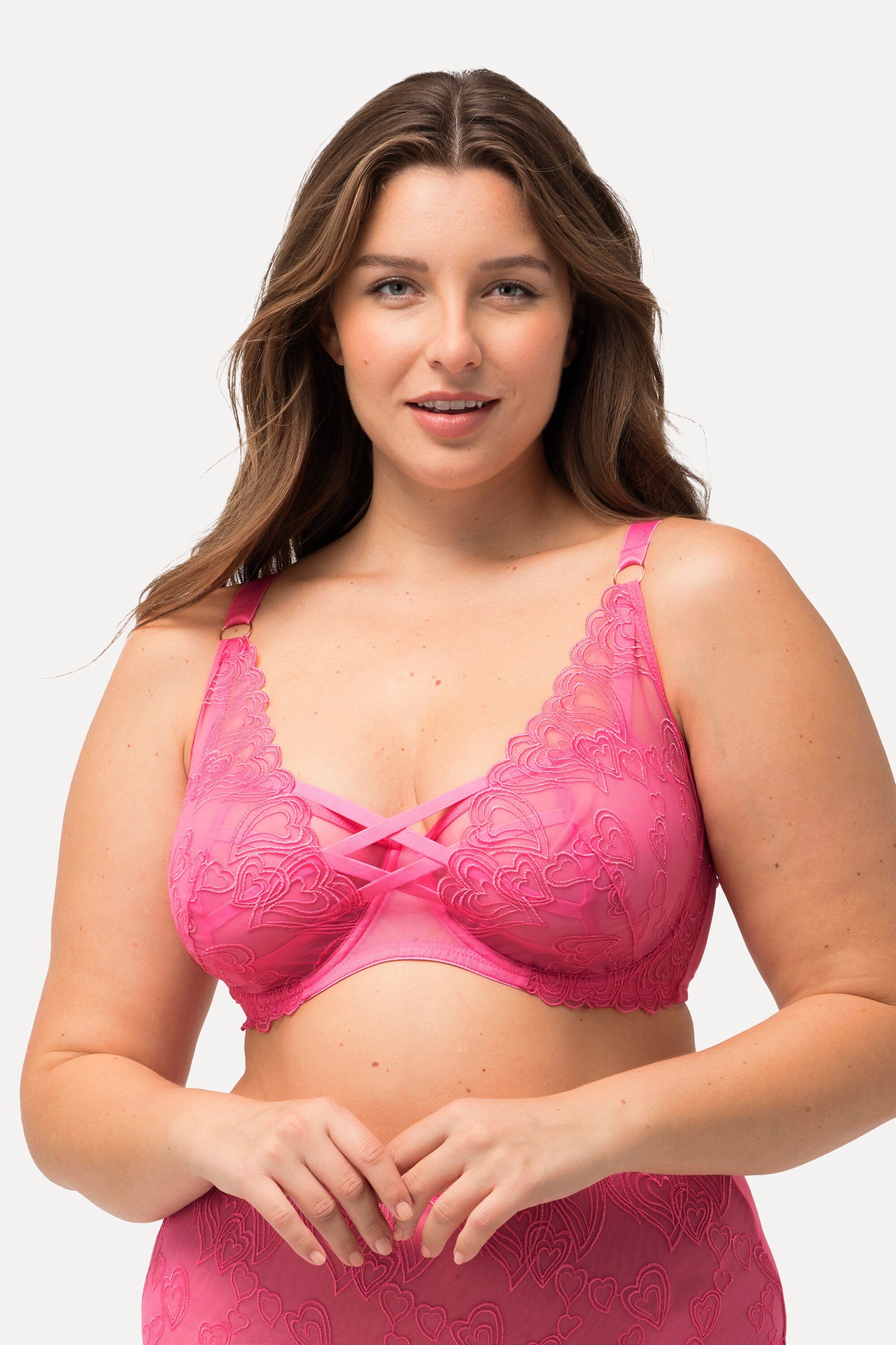 Ulla Popken Bügel-BH Bügel-BH Zierbänder Herzspitze Cup C - F High Apex günstig online kaufen