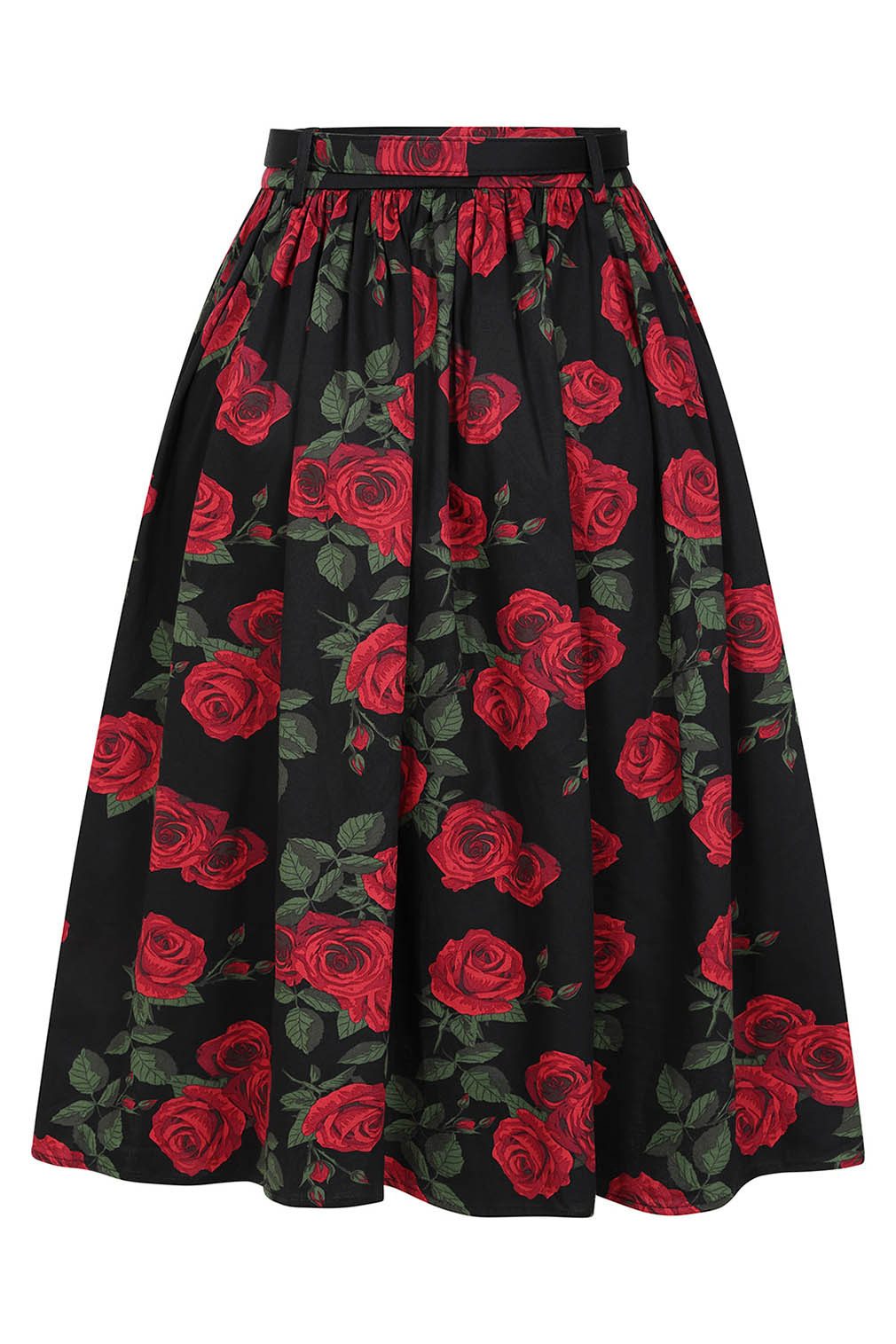 Banned A-Linien-Rock Millie Rose Swing Rockabilly Vintage Rosen Gürtel günstig online kaufen