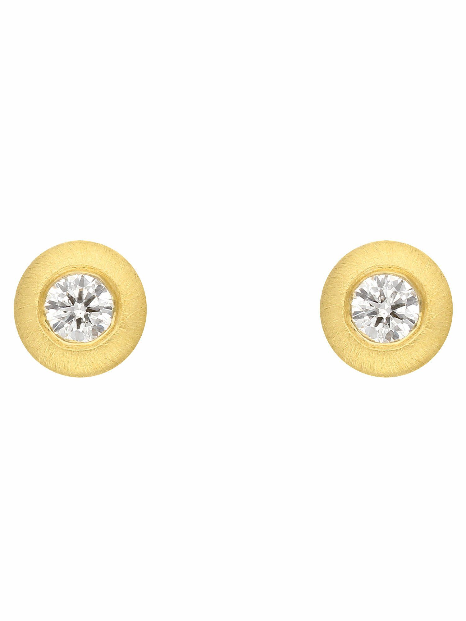 Adelia´s Paar Ohrhänger 585 Gold Ohrringe Ohrstecker mit Diamant Brillant Ø 4,2 mm, mit Diamant / Brillant Goldschmuck für Damen