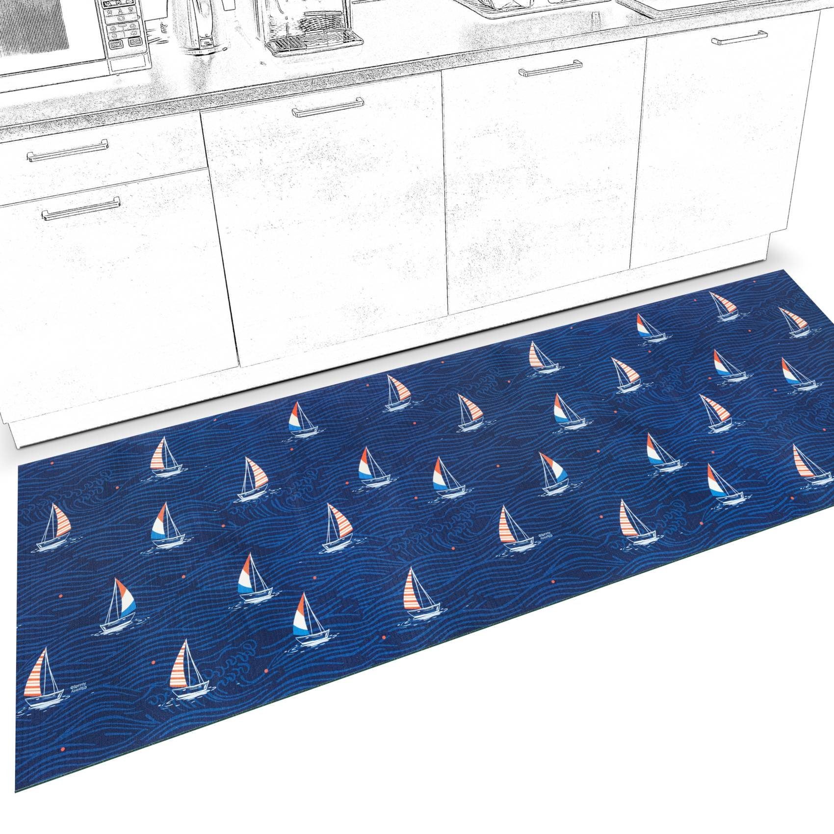 Küchenläufer Läufer Flurläufer Textil SPRINTY Textil Maritim, 3 mm, Küchenläufer Rechteckig, Höhe: Teppichläufer ANRO