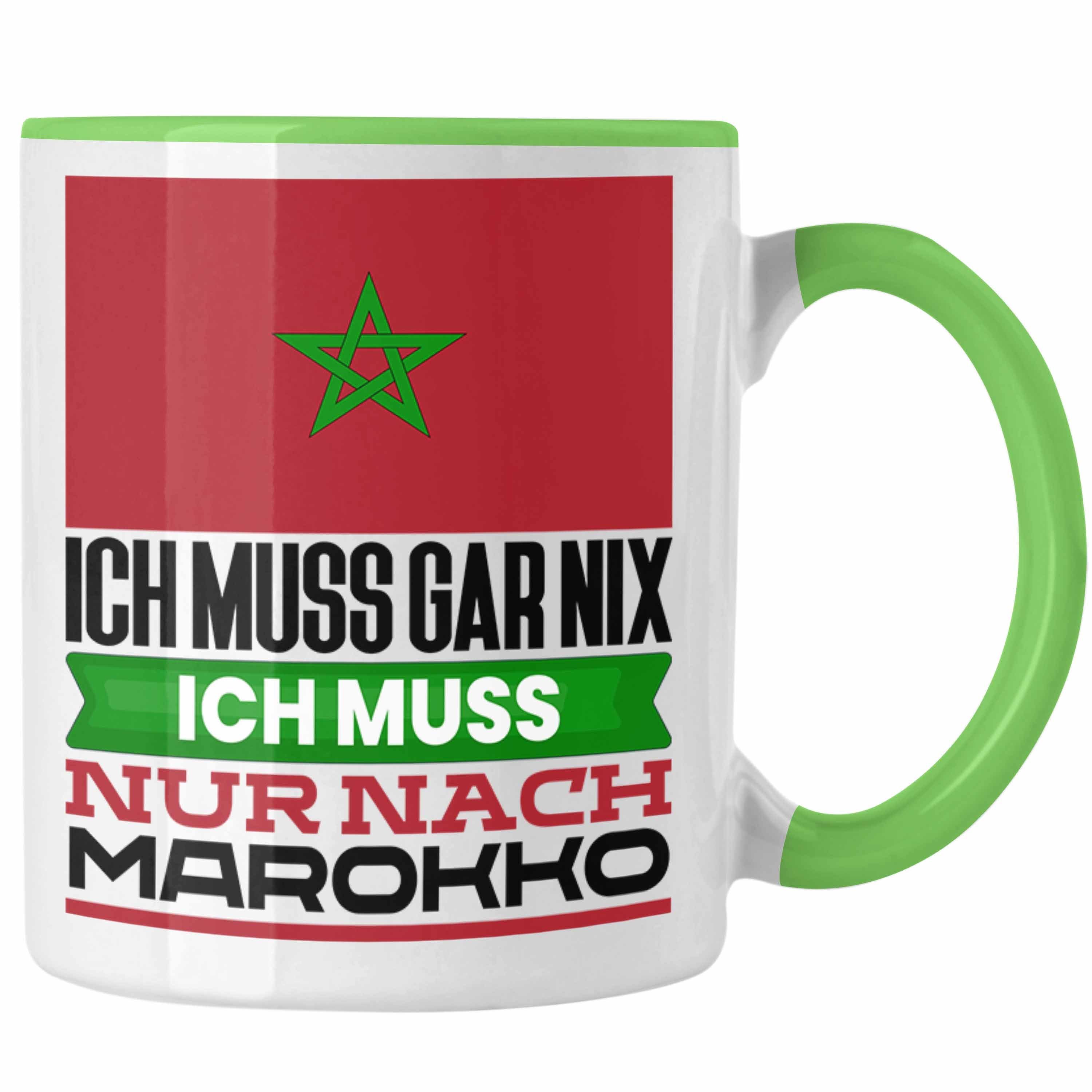 Trendation Tasse Marokko Tasse Geschenk für Marokkaner Geburtstag Urlaub Geschenkidee I Grün