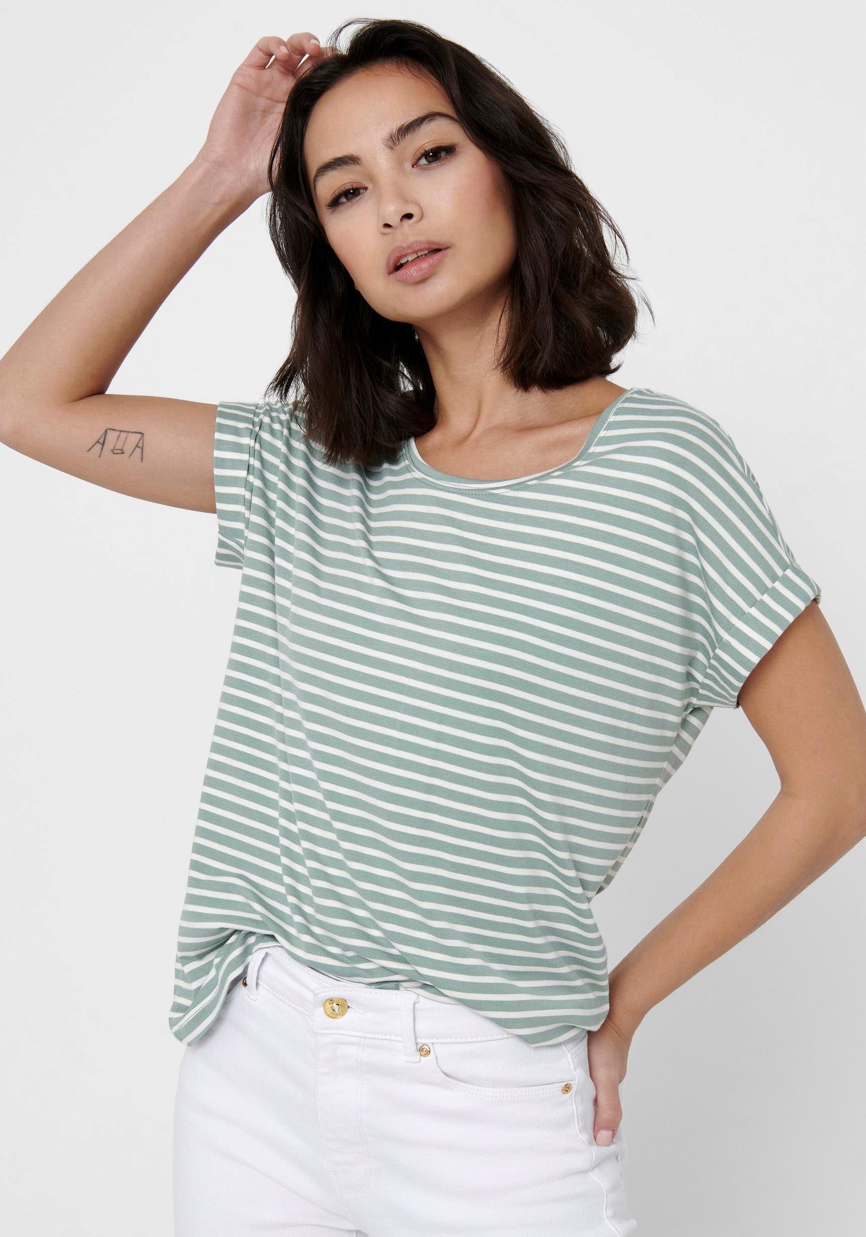 ONLY Kurzarmshirt ONLMOSTER STRIPE S/S O-NECK TOP JRS NOOS gestreift, lässi günstig online kaufen