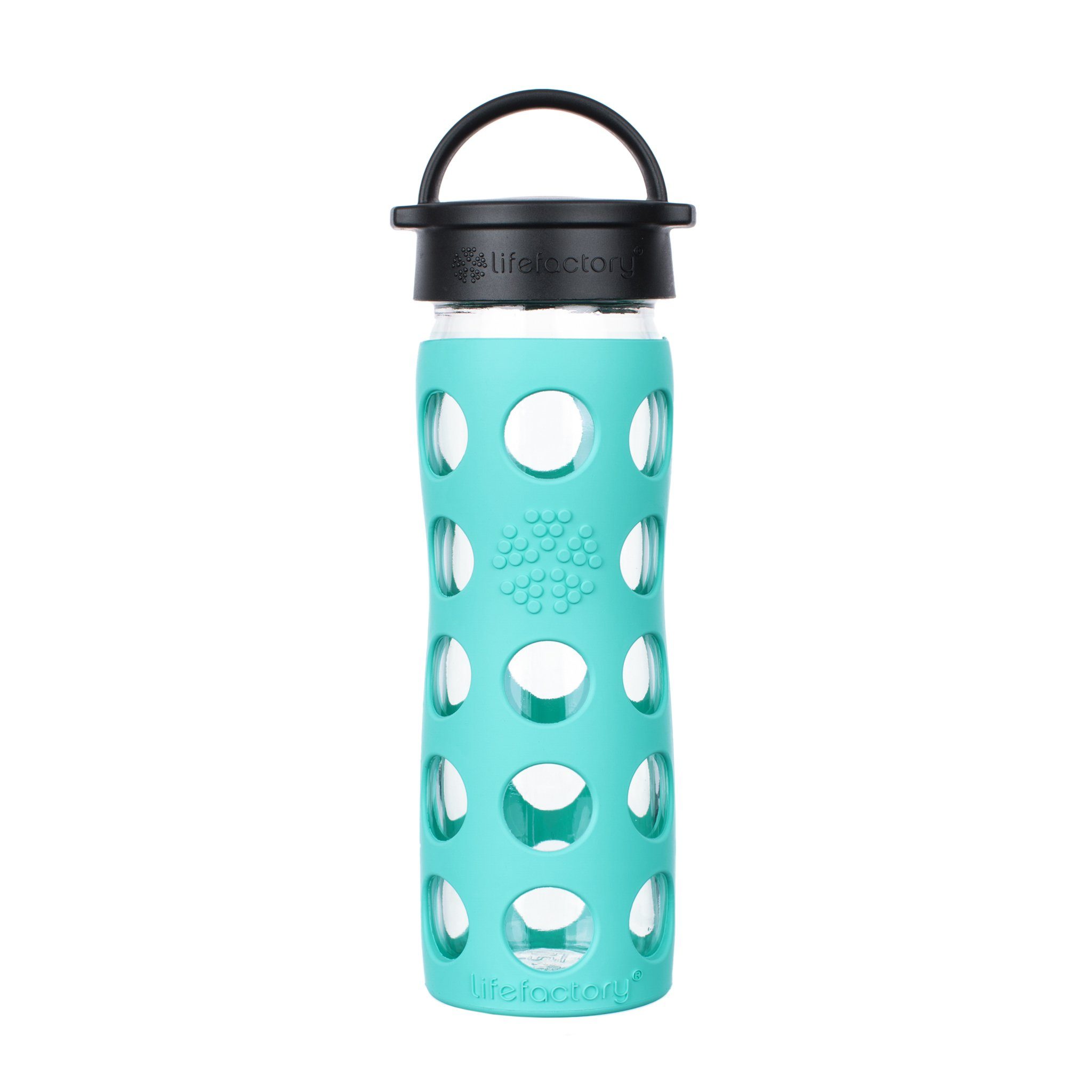 Lifefactory Babyflasche, Lifefactory Glas Flasche mit Silikonhülle und Schraubverschluss, 475ml Sea Green