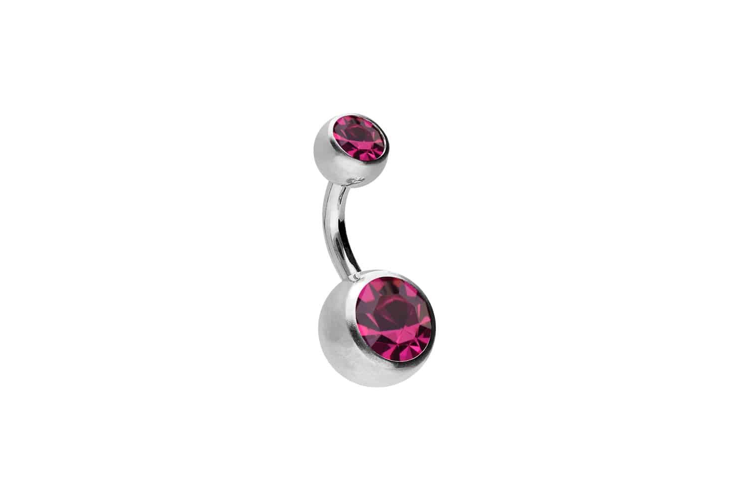 PIERCINGLINE Bauchnabelpiercing Chirurgenstahl Bananabell ZWEI KRISTALLE (Bananabells, 1-tlg)