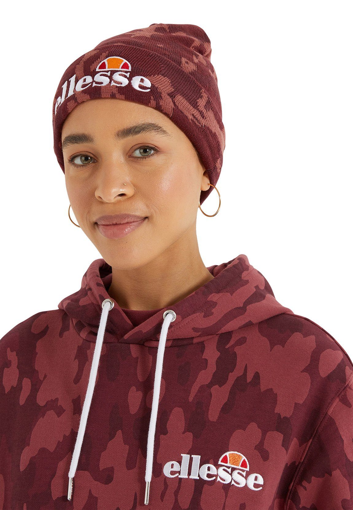 Ellesse Beanie Ellesse Mütze VELLY CAMO BEANIE Dark Purple Dunkelrot