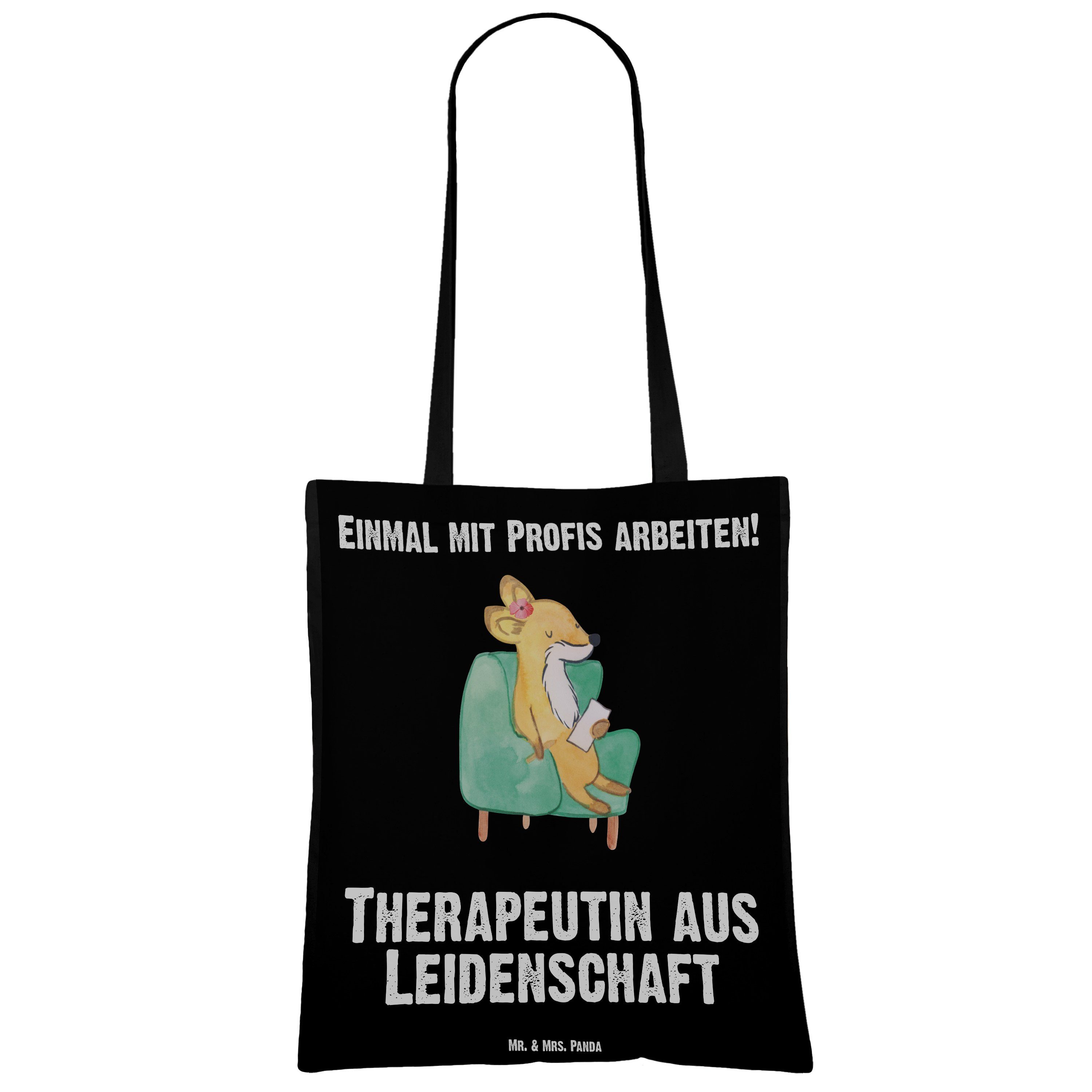 Leidenschaft Geschenk, aus Ausbi Therapeutin & - Mr. Stoffbeutel, (1-tlg) Mrs. Tragetasche Schwarz Panda -