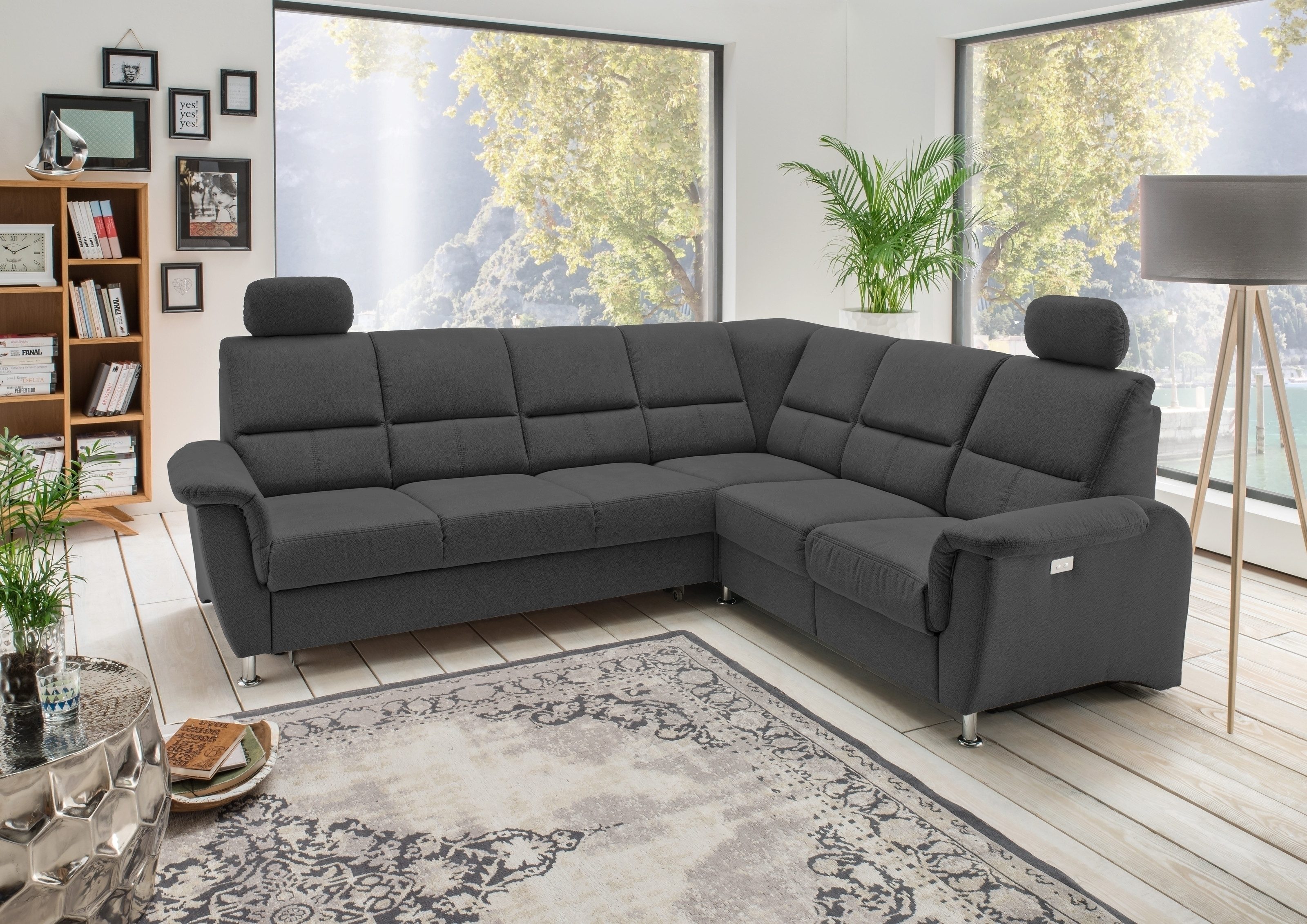 freiraum Polstergarnitur Ludwigshafen, Motor-Relaxfunktion, Schlaffunktion, schwarz - 268x113x222cm (BxHxT)