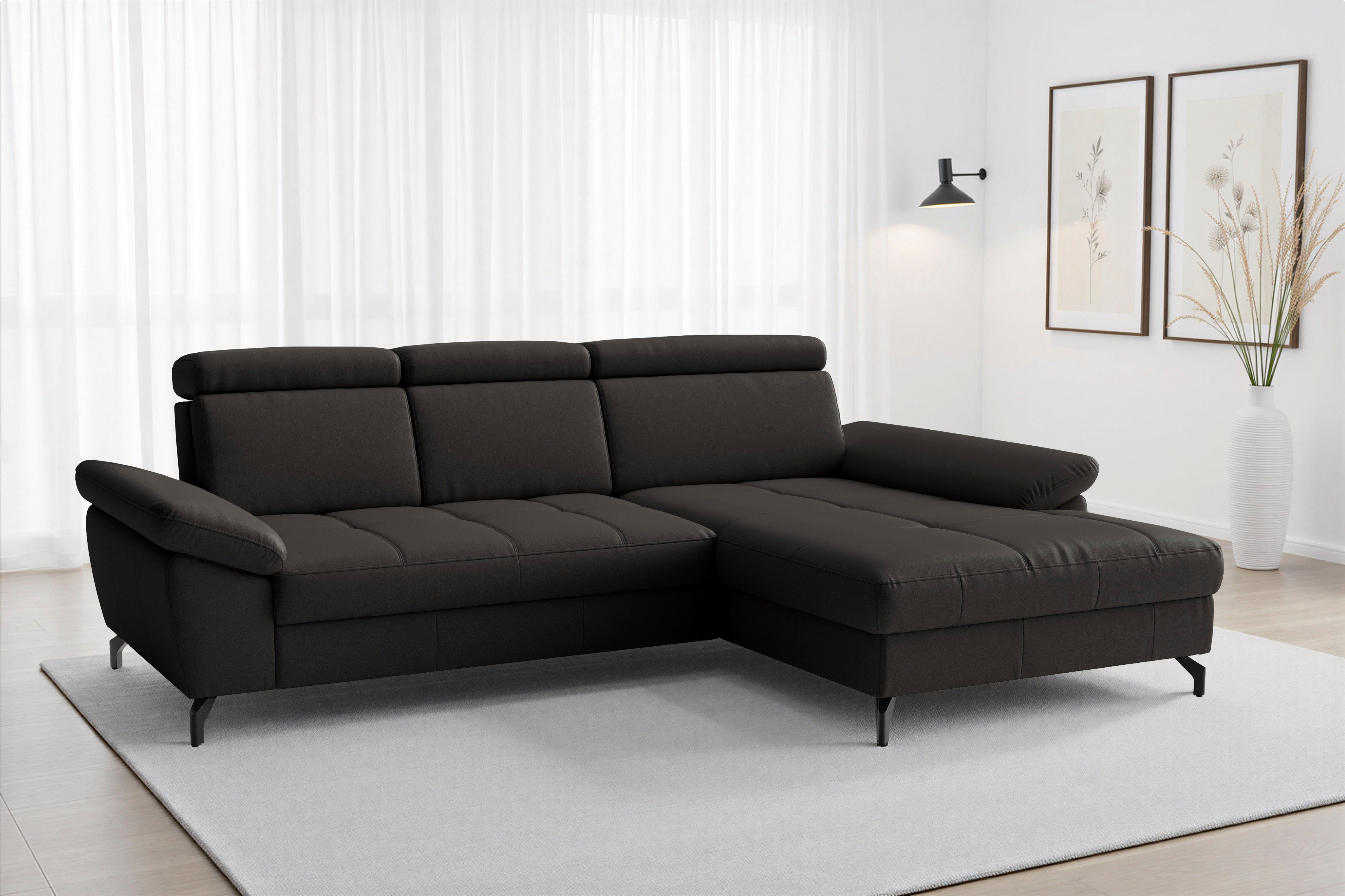 sit&more Ecksofa Vanity L-Form, B: 264 cm, Leder, Inkl.Sitz-,Kopf-und Armteilverstellung
