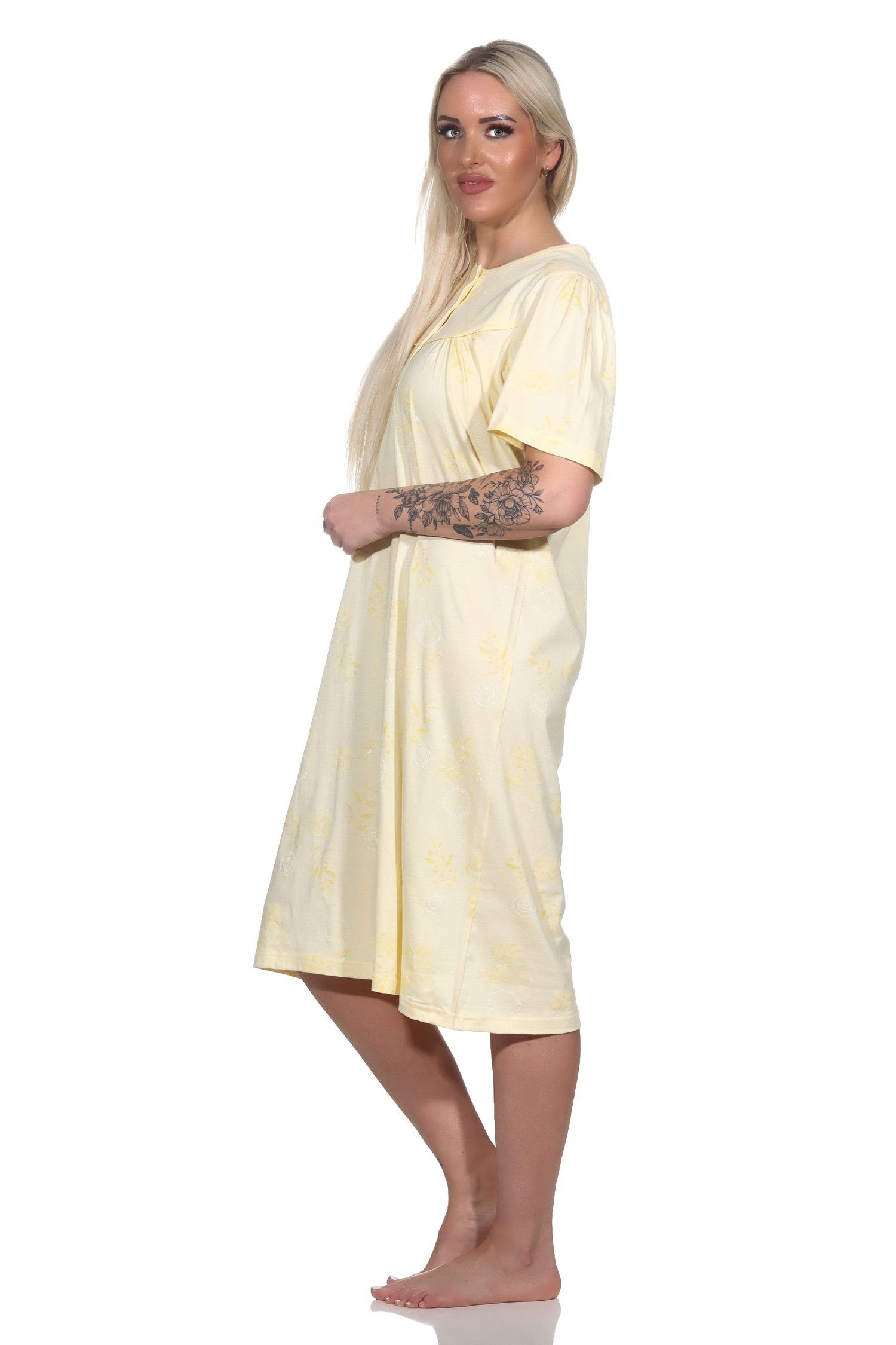 vanille Design Damen klassischen im Nachthemd Nachthemd fraulichen kurzarm Normann
