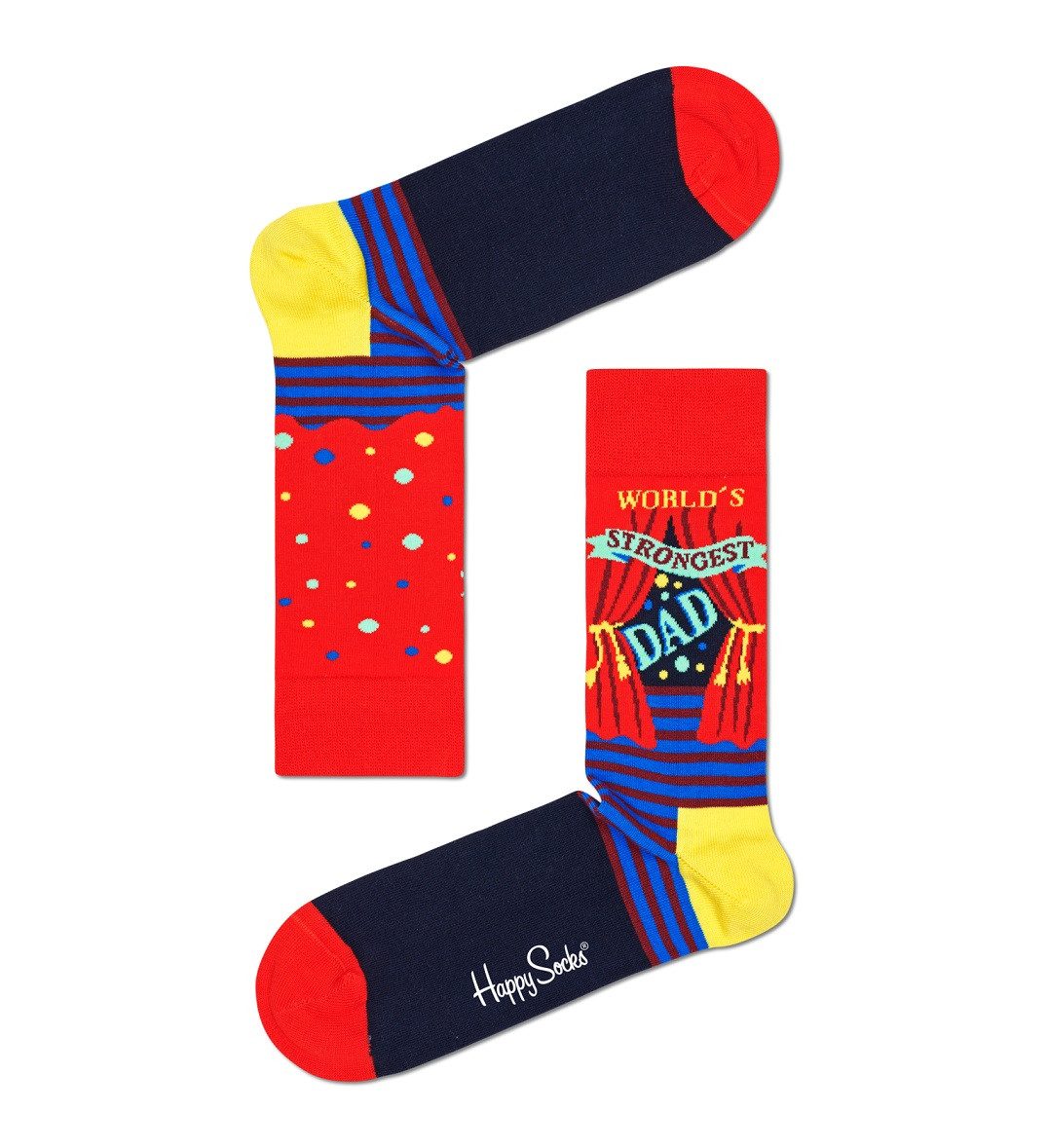 Happy Socks Socken Tagessocke Crew Strongest Dad rot Geschenkbox - 3 Paar