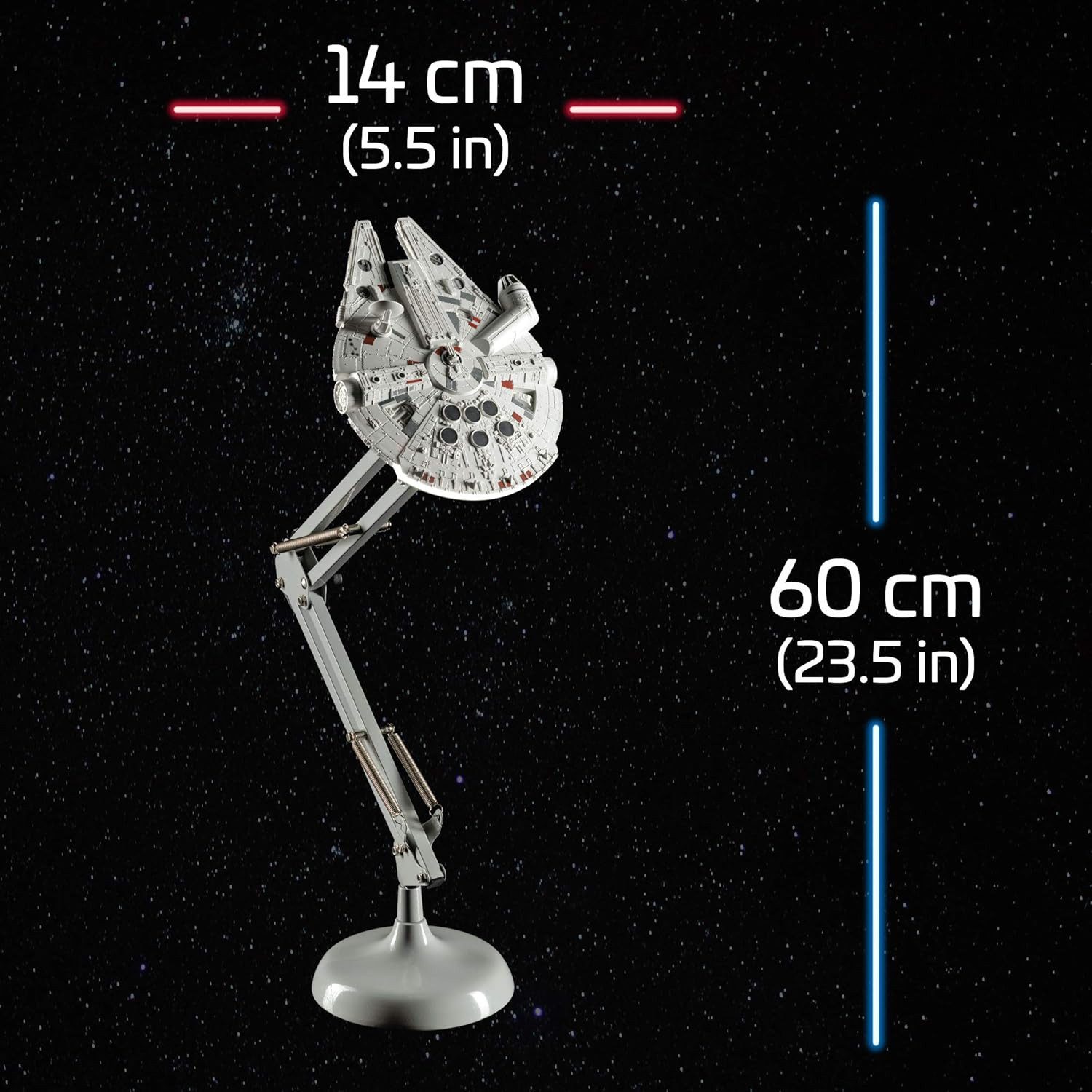 Paladone Schreibtischlampe Star Wars Millenium Falcon Lampe mit beweglichem Arm, LED fest integriert, offiziell lizenziertes Star Wars Merchandise