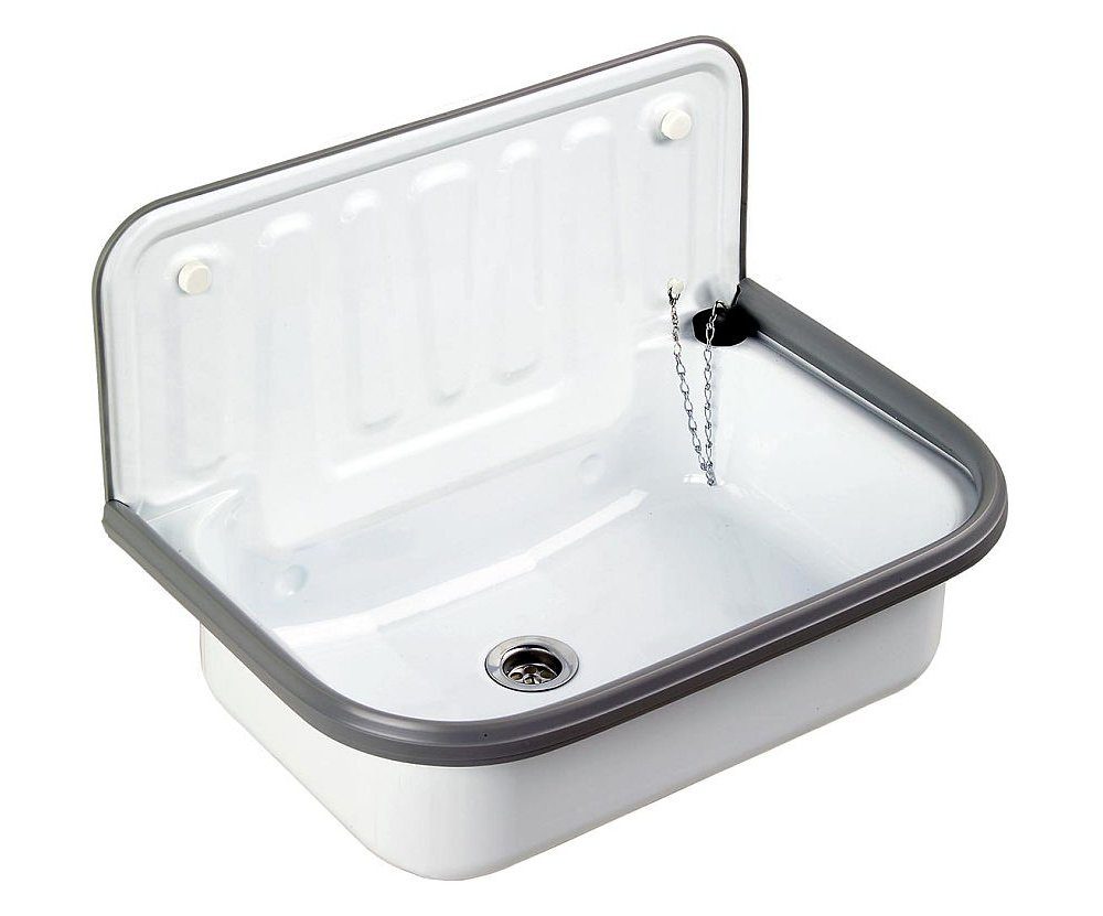 Tuganna Waschbecken Weiß A2, Stahl Ausgussbecken emailliert weiß 51x33x37cm günstig online kaufen