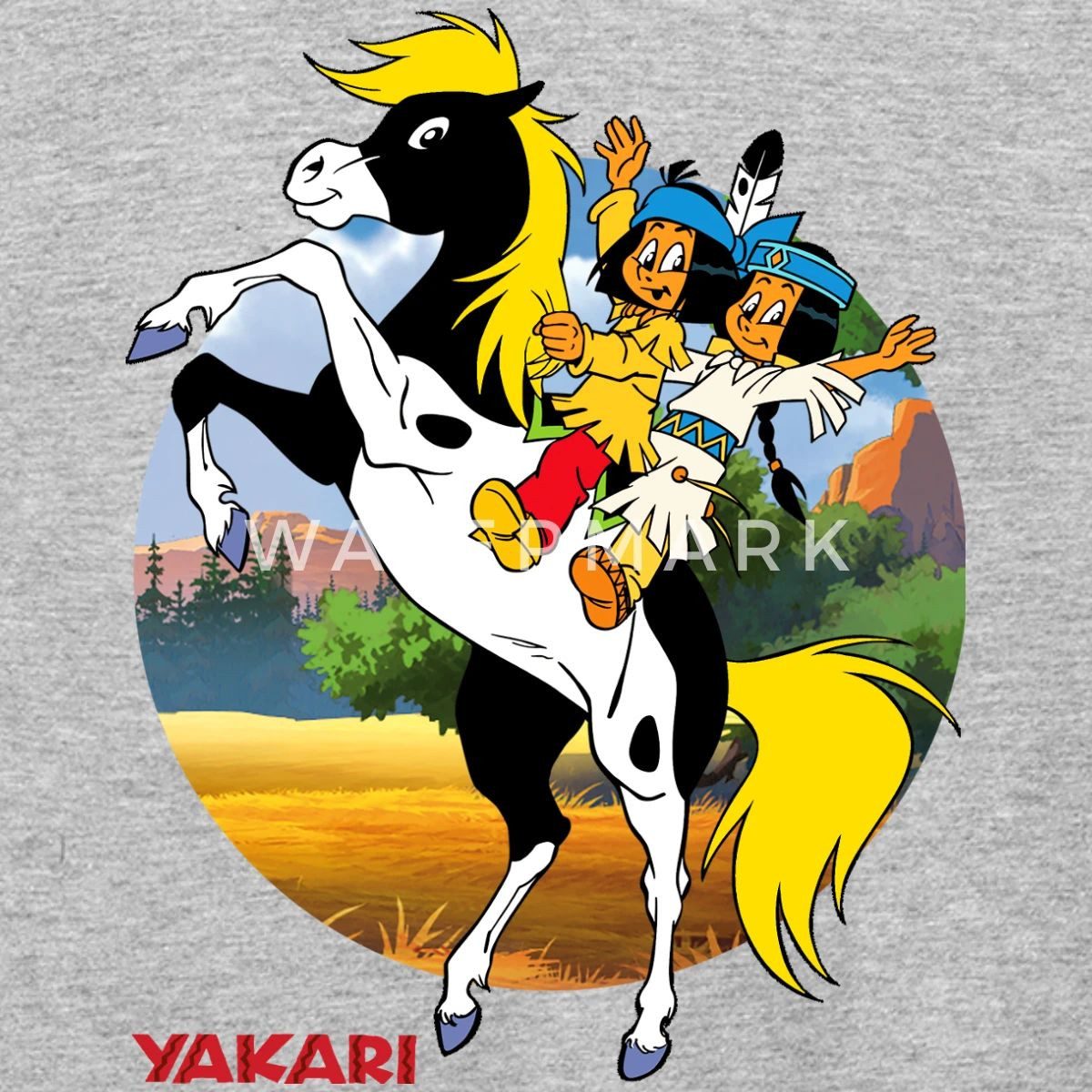 Spreadshirt T-Shirt Yakari Und Regenbogen Auf Kleiner Donner Teenager T-Shirt (1-tlg)