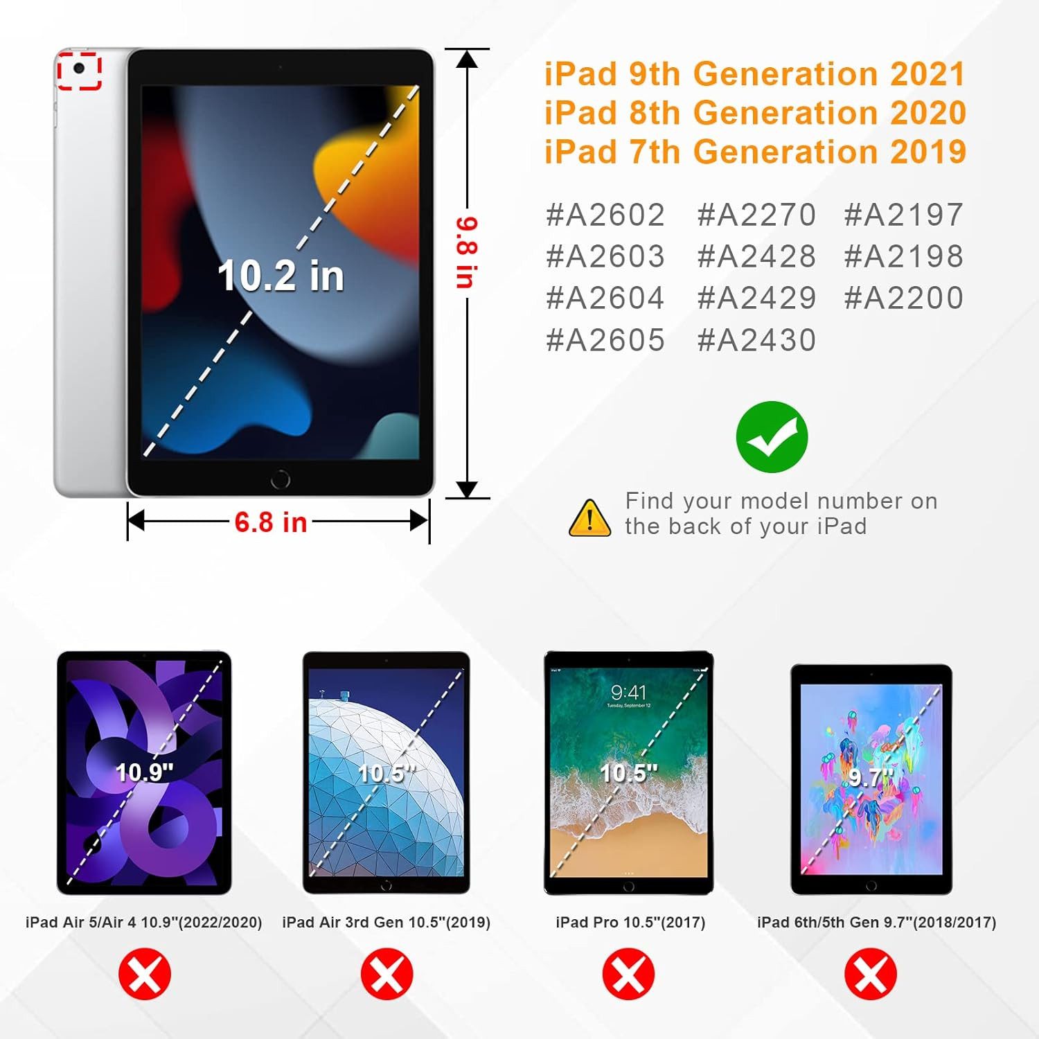 Fintie Tablet-Hülle für iPad 9. Gen 2021/8. Gen 2020/7. Gen 2019 10.2 Zoll mit Stifthalter, ultradünne leichte Case mit transparenter Rückseite & Auto Schlaf/Wach