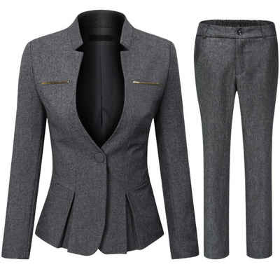 Allthemen Hosenanzug (2 tlg) Damen Eleganter Business Anzug Set mit einem Knopf