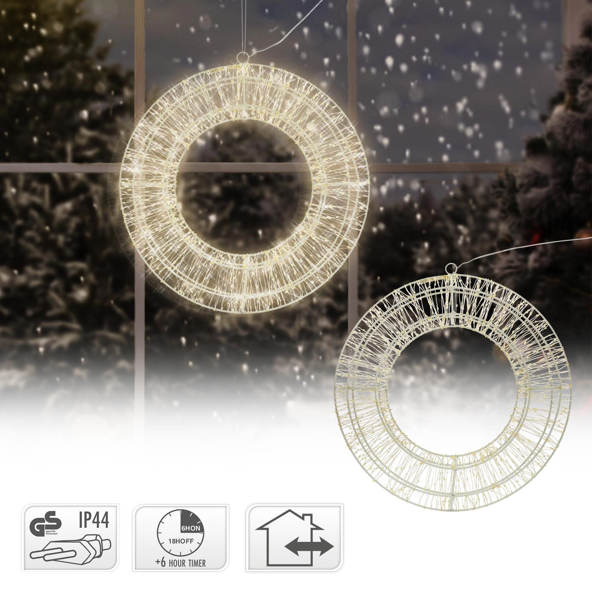 ECD Germany Dekokranz Wandkranz Hängekranz Weihnachts Kranz Lichterkranz Dekorationskranz, Türkranz Ø38cm 960 LEDs & Timer Innen/Außen IP44 wetterfest Warmweiß