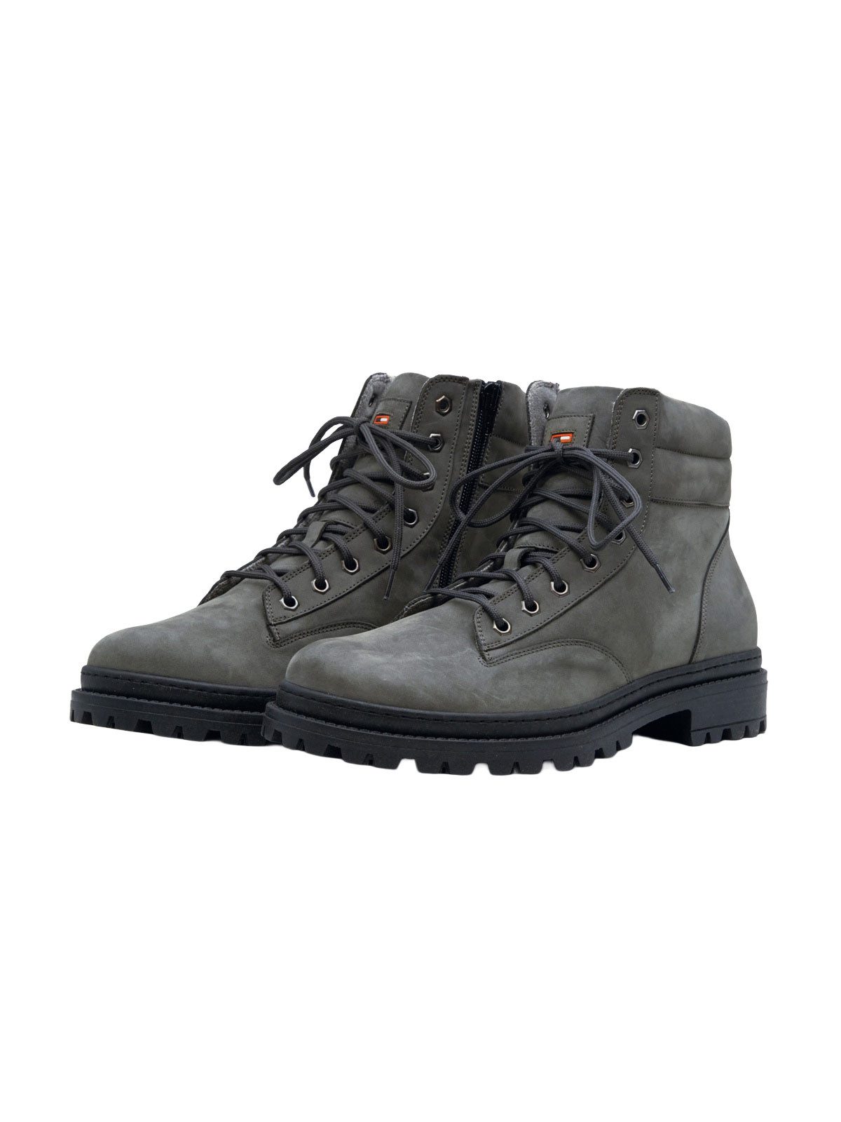 emilio adani Herren Boots aus Nubukleder, Dunkelgrau Schnürboots