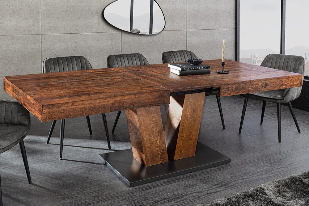 riess-ambiente Esstisch RANCHO 160-200cm natur/schwarz - Pinienholz, V-Gest günstig online kaufen