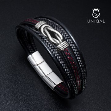 UNIQAL.de Lederarmband Unendlichkeit Leder Armband "INFINITY" Herren, geflochten (Unendlichkeitssymbol, Echtleder, Casual Style, Handgefertigt), Designed in Germany