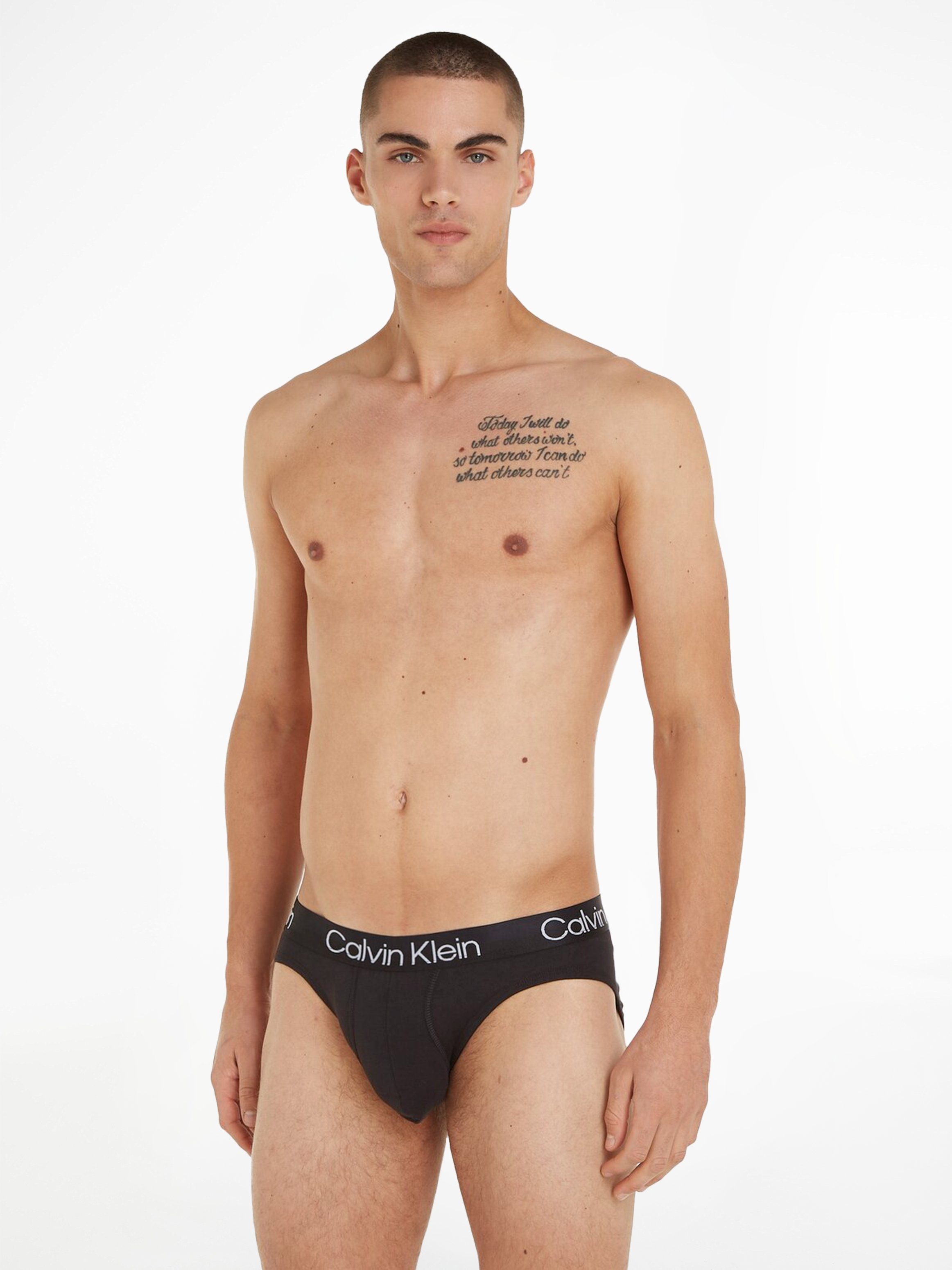 auf Underwear Bund Calvin (Packung, dem 3-St) schwarz Slip Logodruck mit Klein