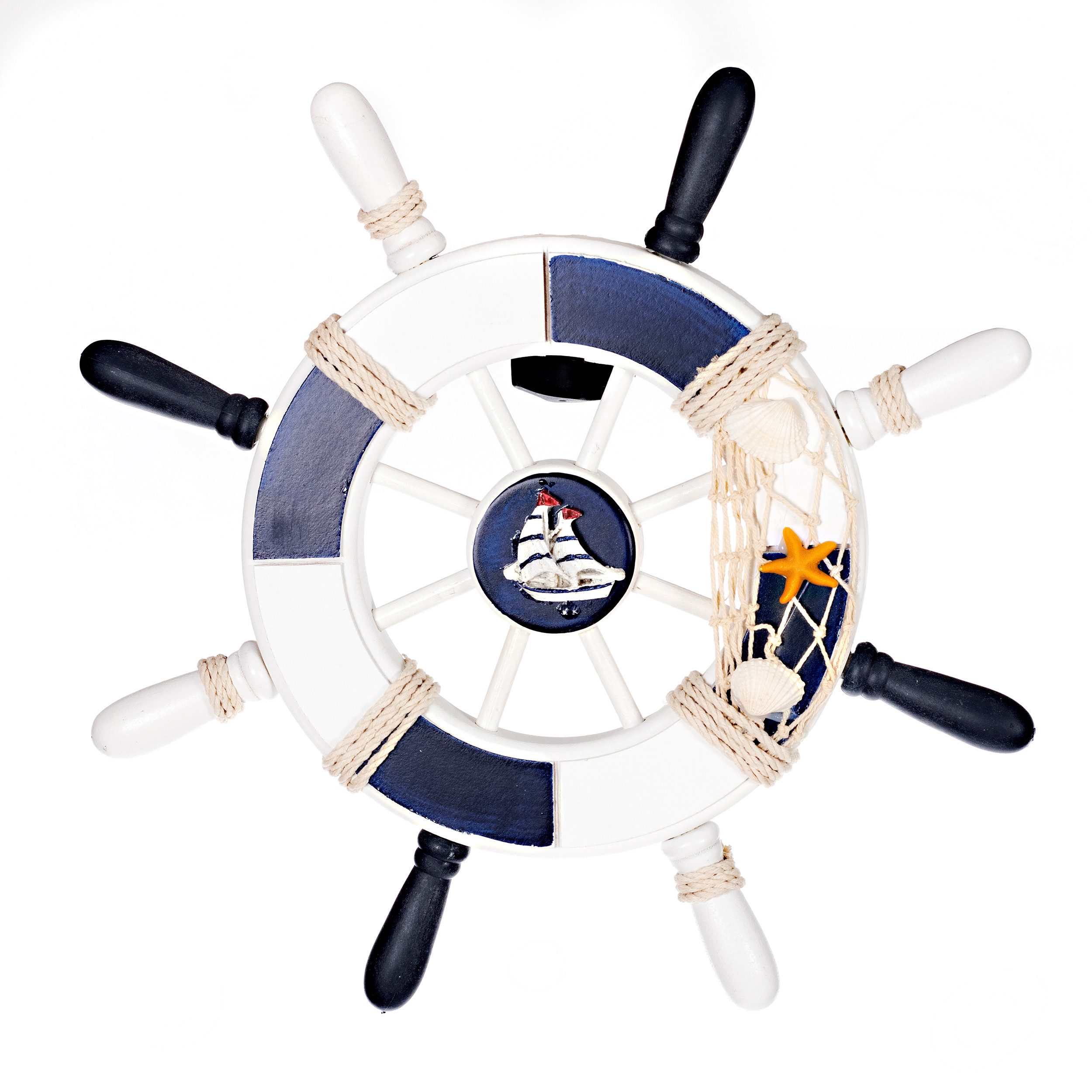 BIRENDY Dekoobjekt Steuerrad 3 aus Holz mit Nautik Optik Schiffsrad 33cm Bootsdeko