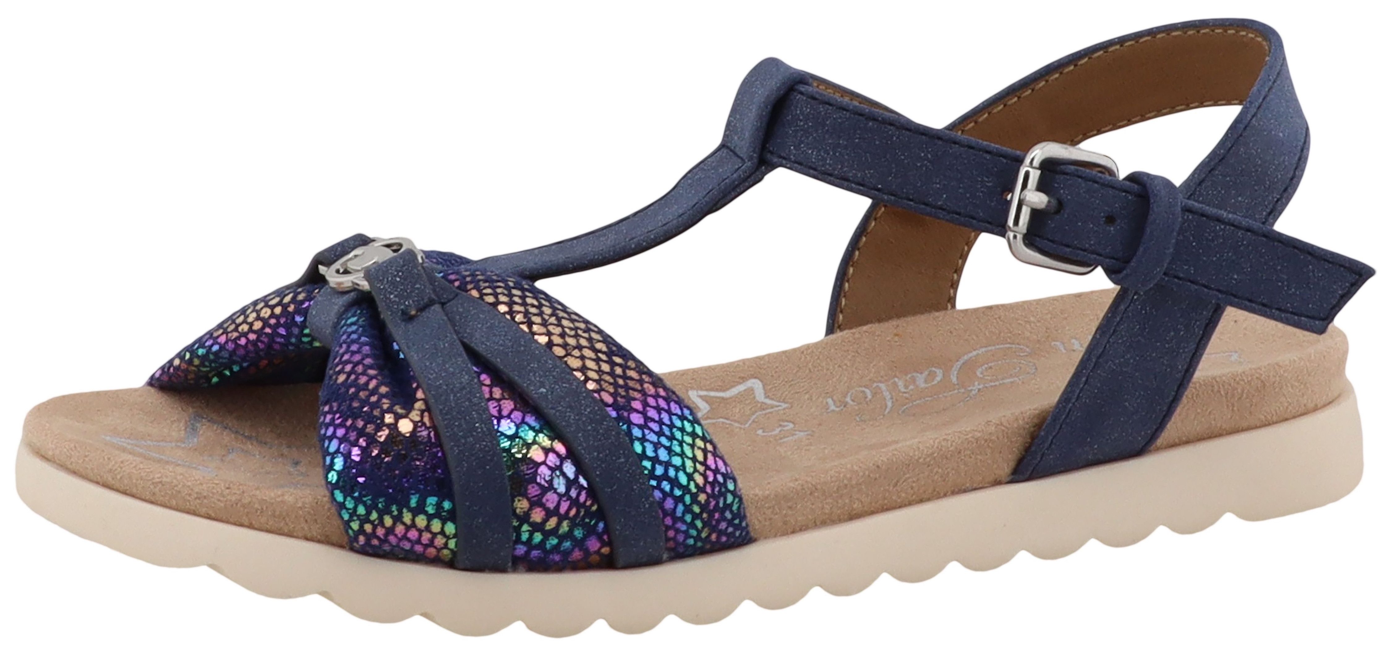 TOM TAILOR Nani Riemchensandale, Plateau, Sandalette mit Raffungen und Kontrastbesatz