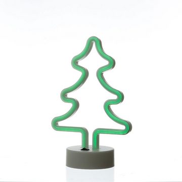 SATISFIRE LED Dekolicht LED Neonlicht TANNENBAUM Neonschild Leuchtfigur USB Batterie 27cm, grün