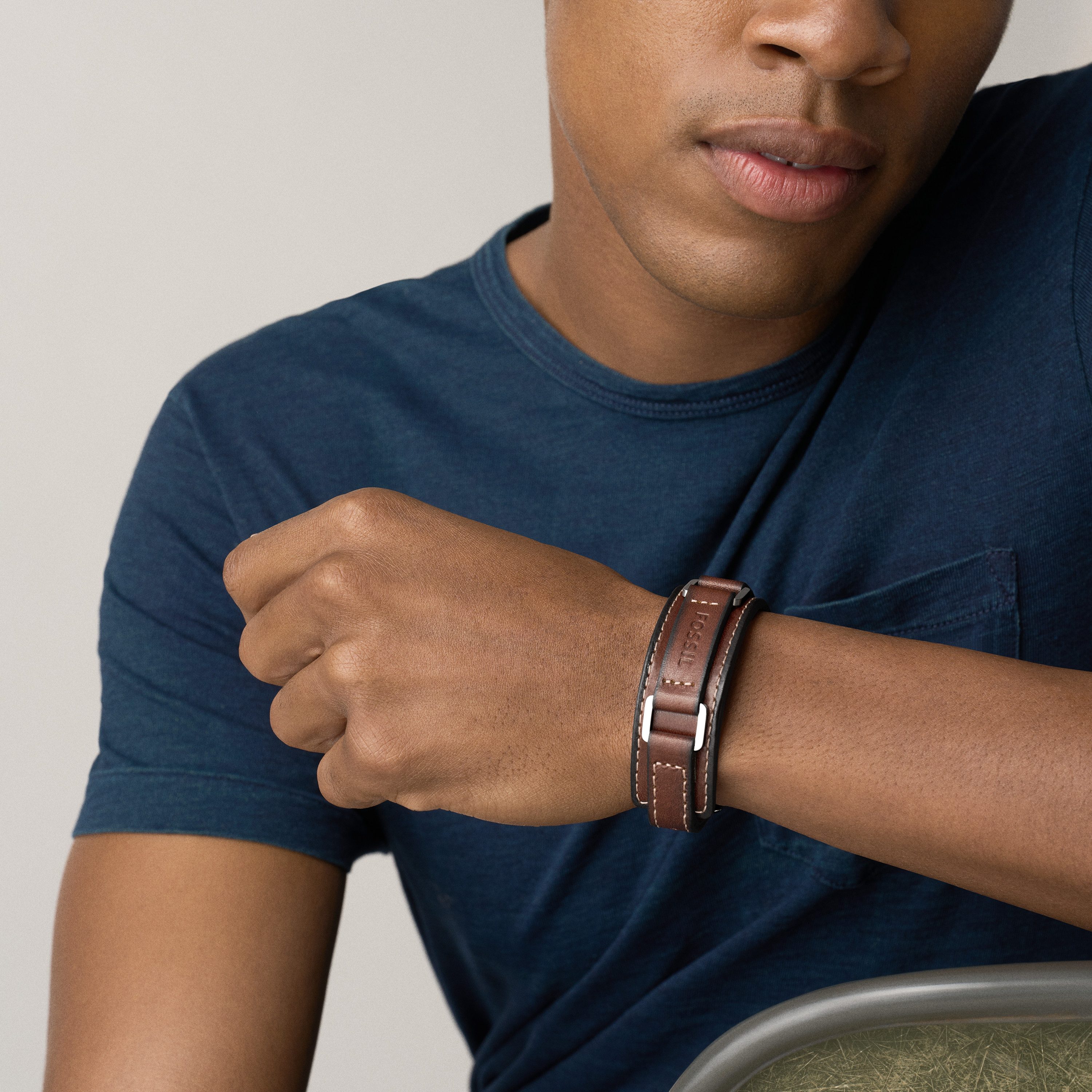 Fossil Armband Schmuck Geschenk Edelstahl Leder Armschmuck MACHINE