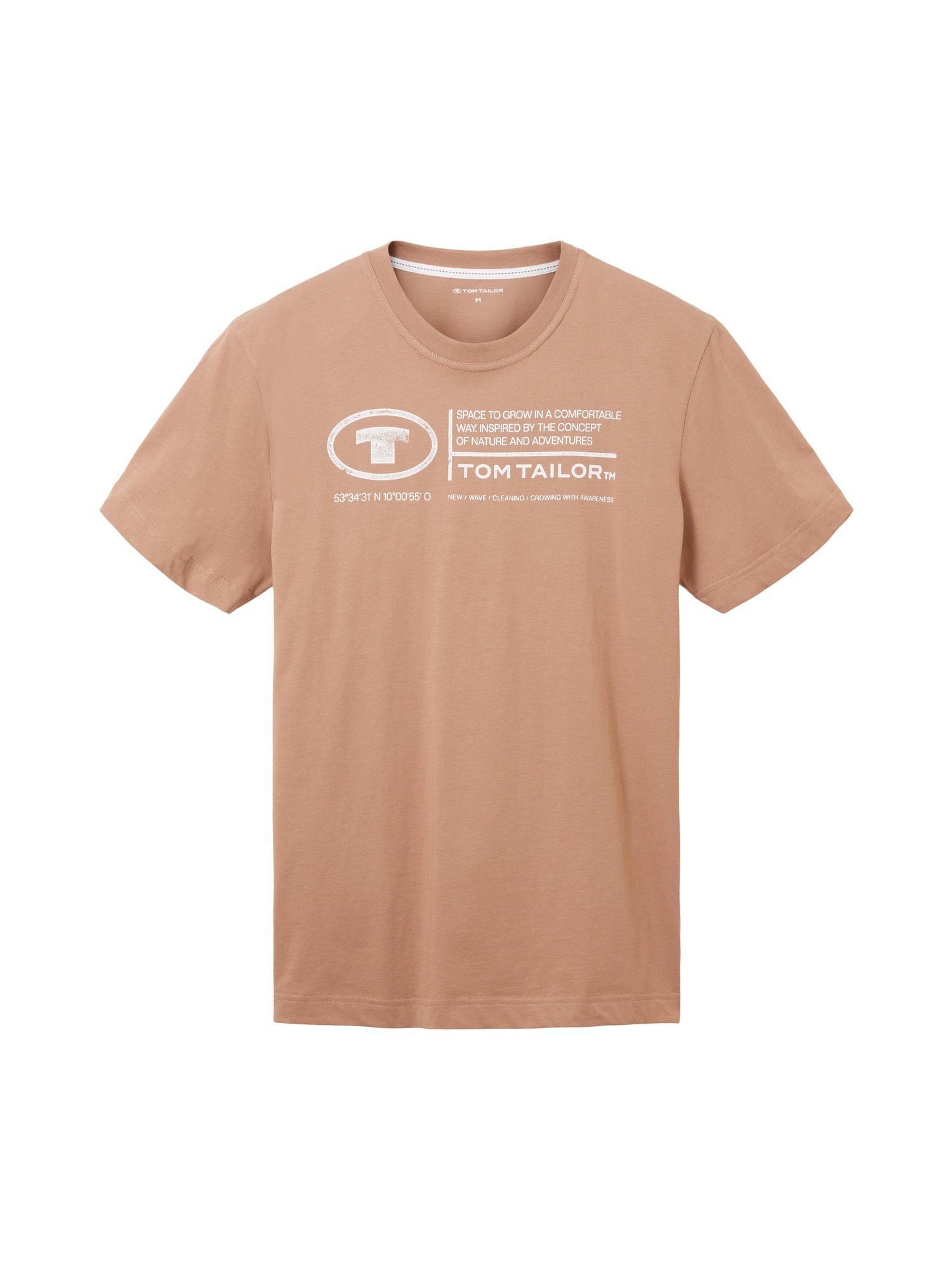 T-Shirt TOM Kurzarmshirt braun (1-tlg) TAILOR T-Shirt
