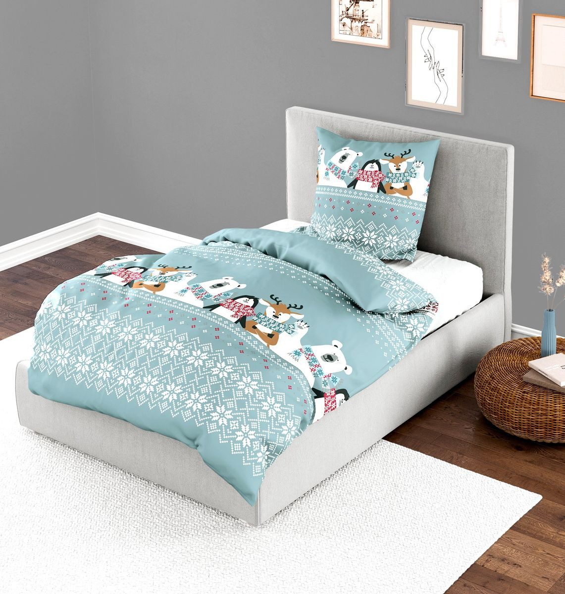 JACK Bettwäsche 135x200cm Winter Eisbär Pinguin, günstig online kaufen