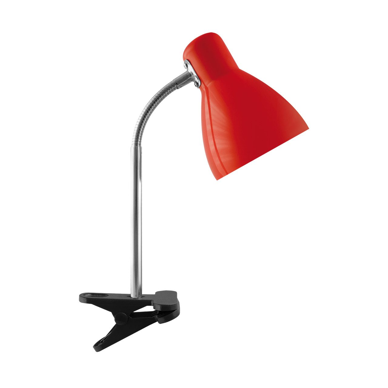 Licht-Erlebnisse Tischleuchte KARIN, ohne Leuchtmittel, Edelstahl Flexarm 36 cm hoch zum Klemmen Rot Schwarz E27