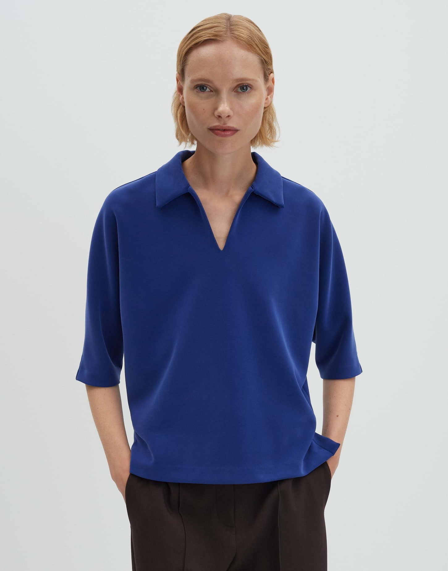 someday Sweatshirt USWANTJE Loose im Polostil weite Passform, gerader Schnitt, samtige Oberfläche